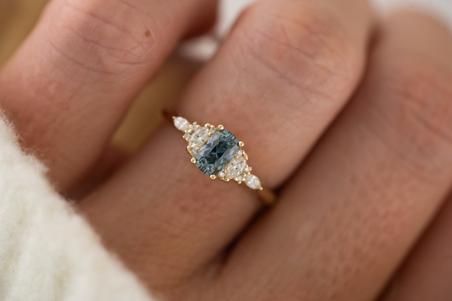 The Maeve Ring | 1 CT Elongated Regal Radiant™ Blue Montana Sapphire - Lavender Creek Gems