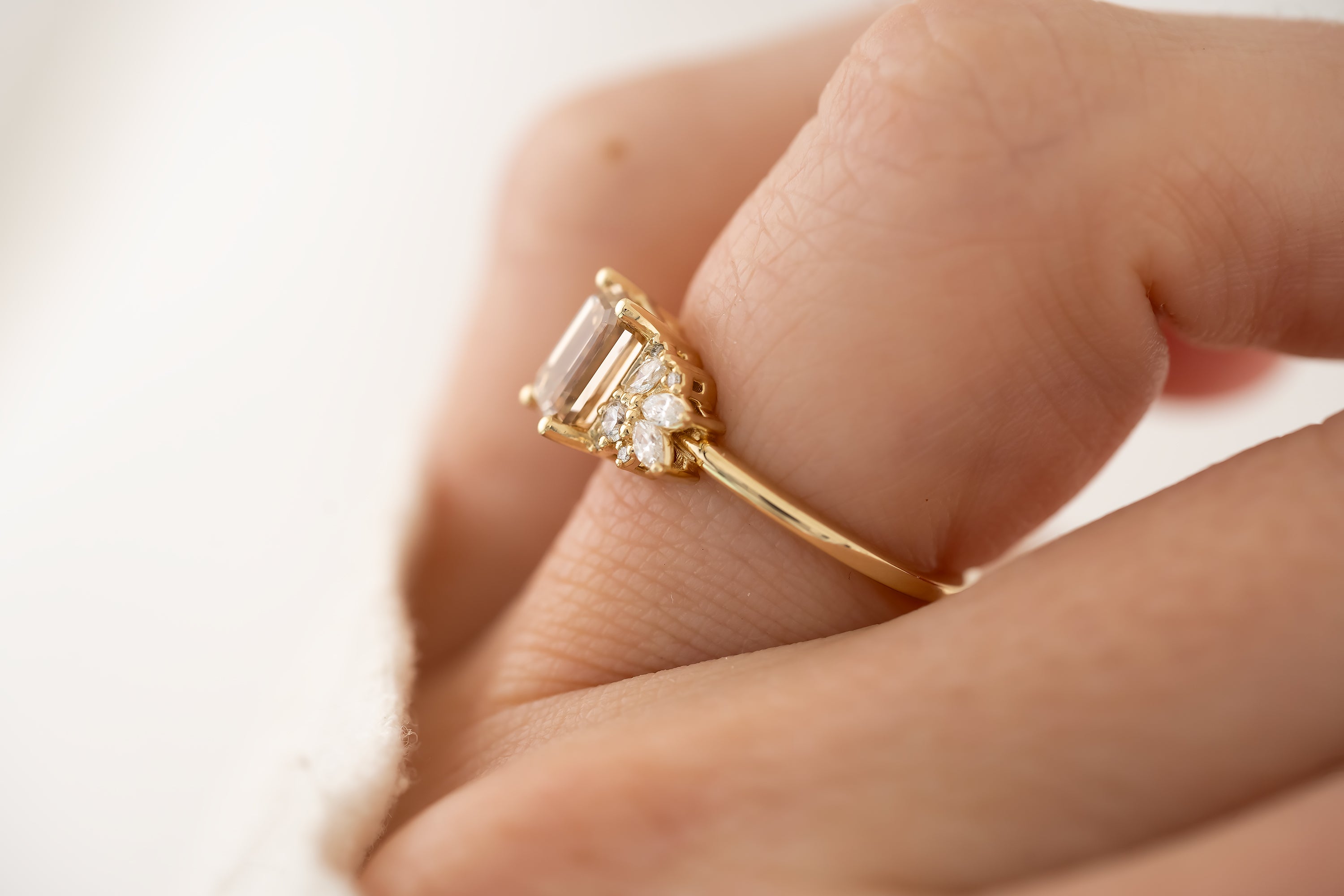The Rosalie 1.46 CT Emerald Cut Champagne Diamond Ring - Lavender Creek Gems