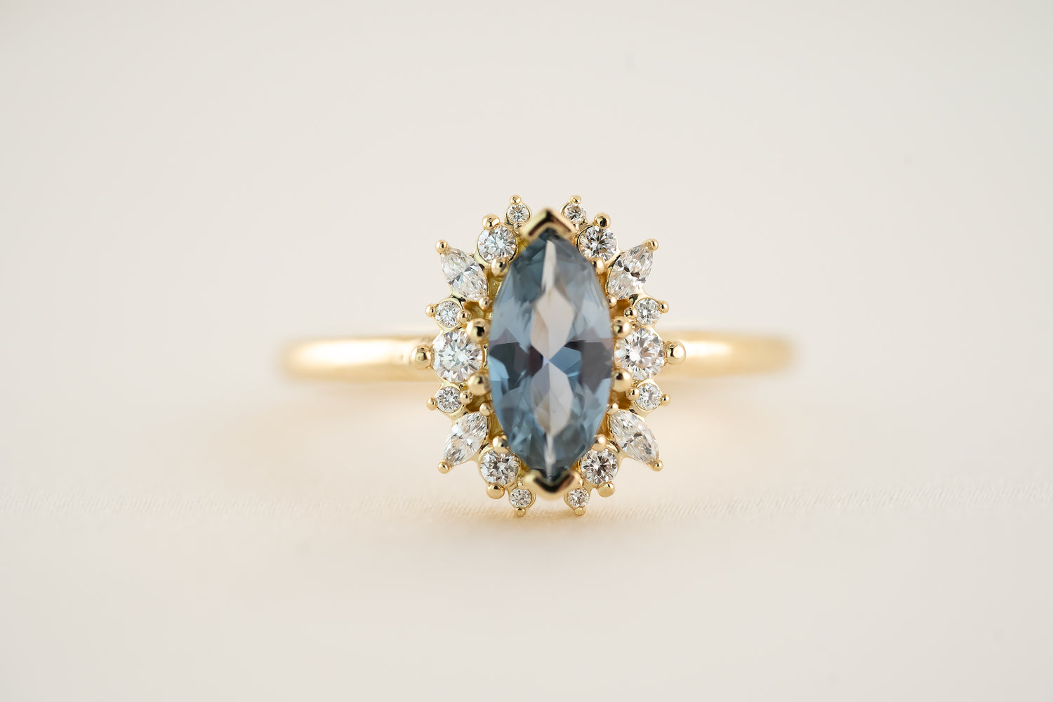 The Eleanor 0.82 CT Marquise Blue Sapphire Ring - Lavender Creek Gems