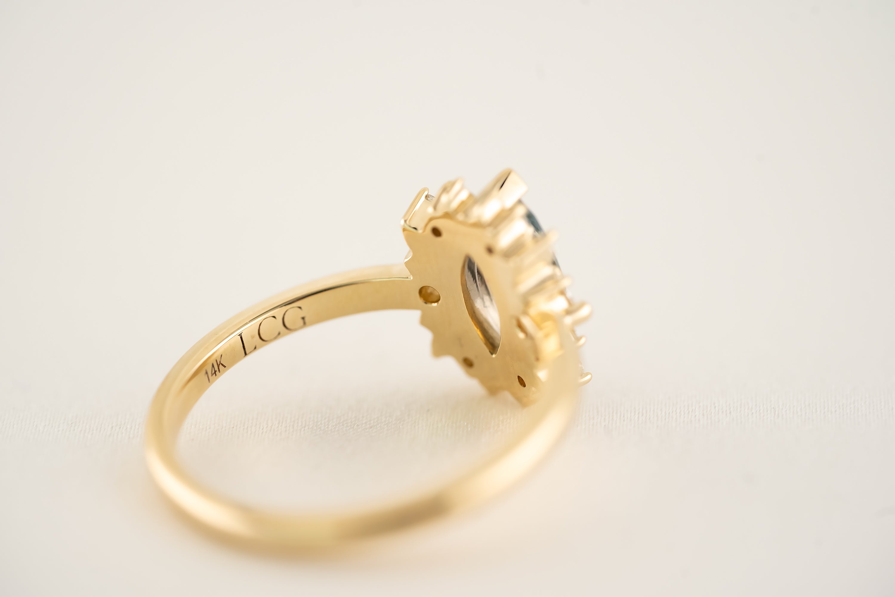 The Eleanor 0.82 CT Marquise Blue Sapphire Ring - Lavender Creek Gems