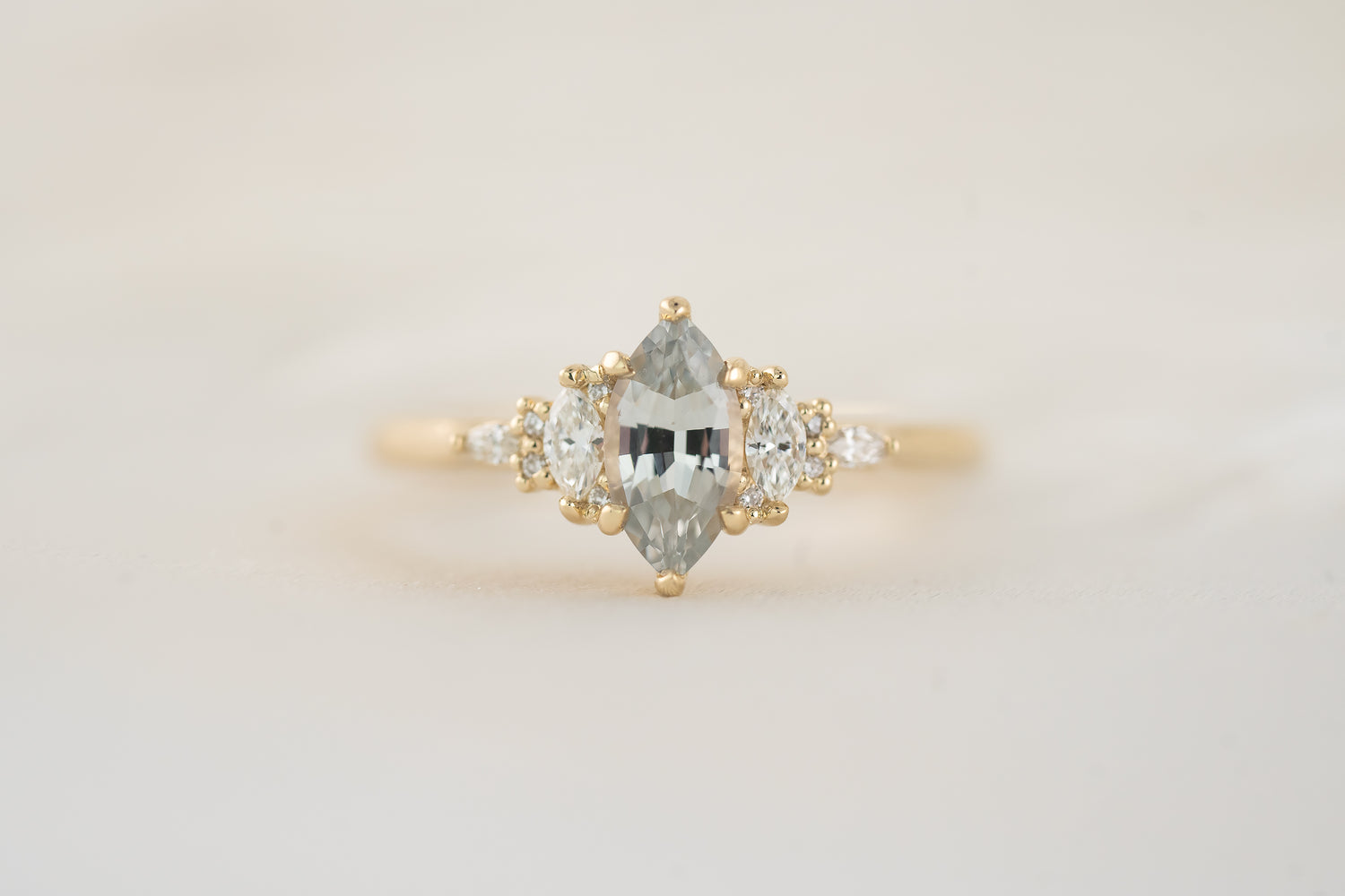 The Maeve Ring | 0.8 CT Marquise Light Gray-Blue Sapphire - Lavender Creek Gems