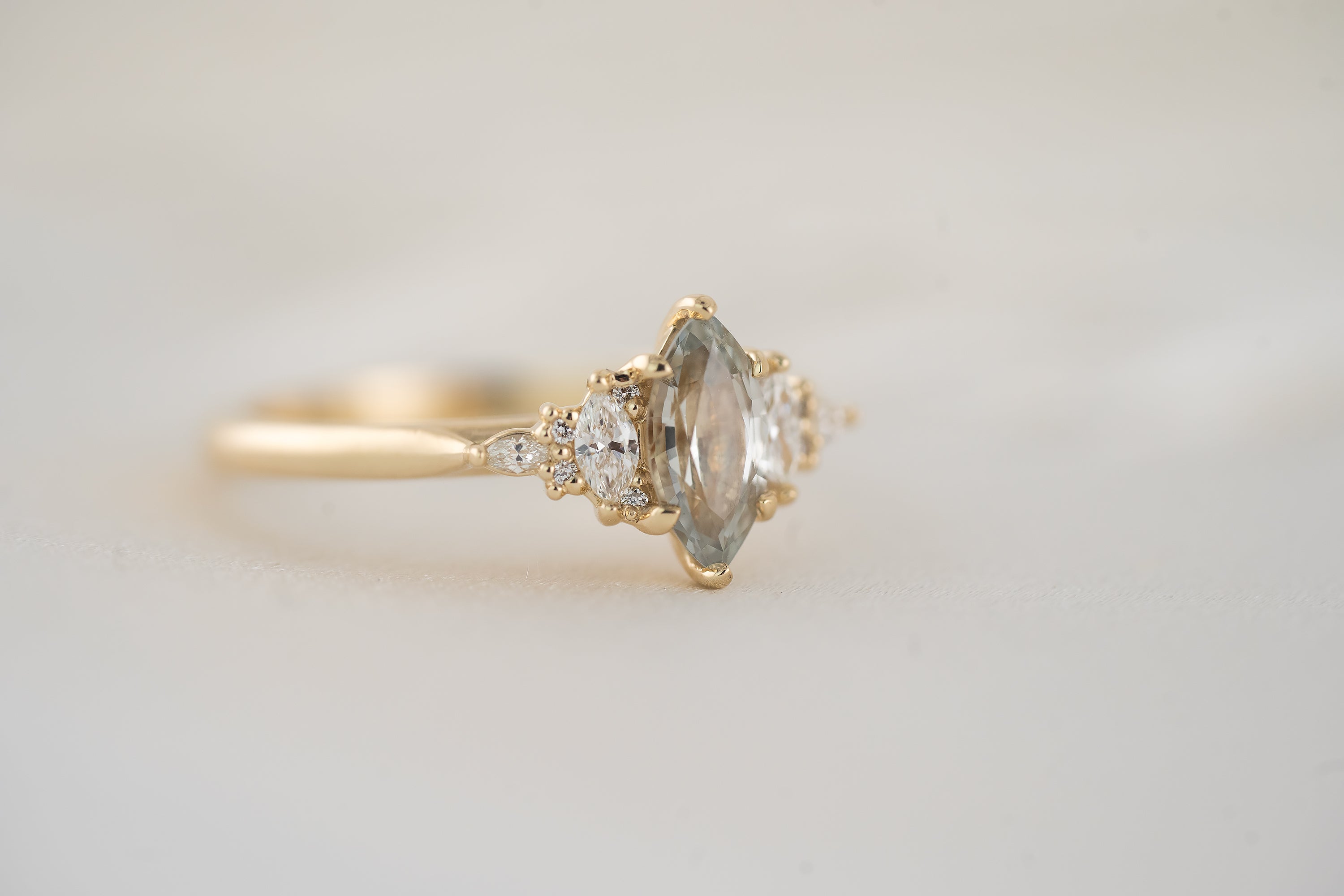 The Maeve Ring | 0.8 CT Marquise Light Gray-Blue Sapphire - Lavender Creek Gems