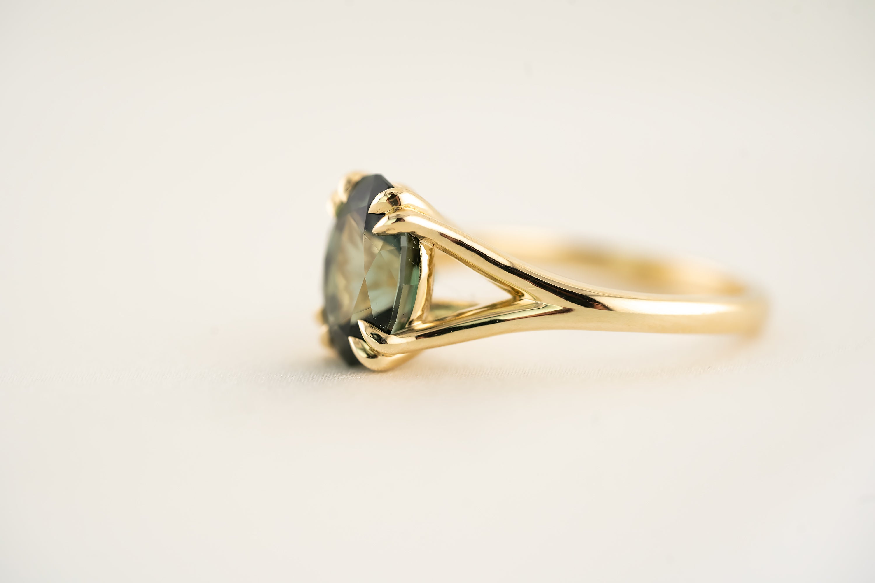 The Weaver Ring - 2.88 CT Oval Forest Green Tourmaline - Lavender Creek Gems