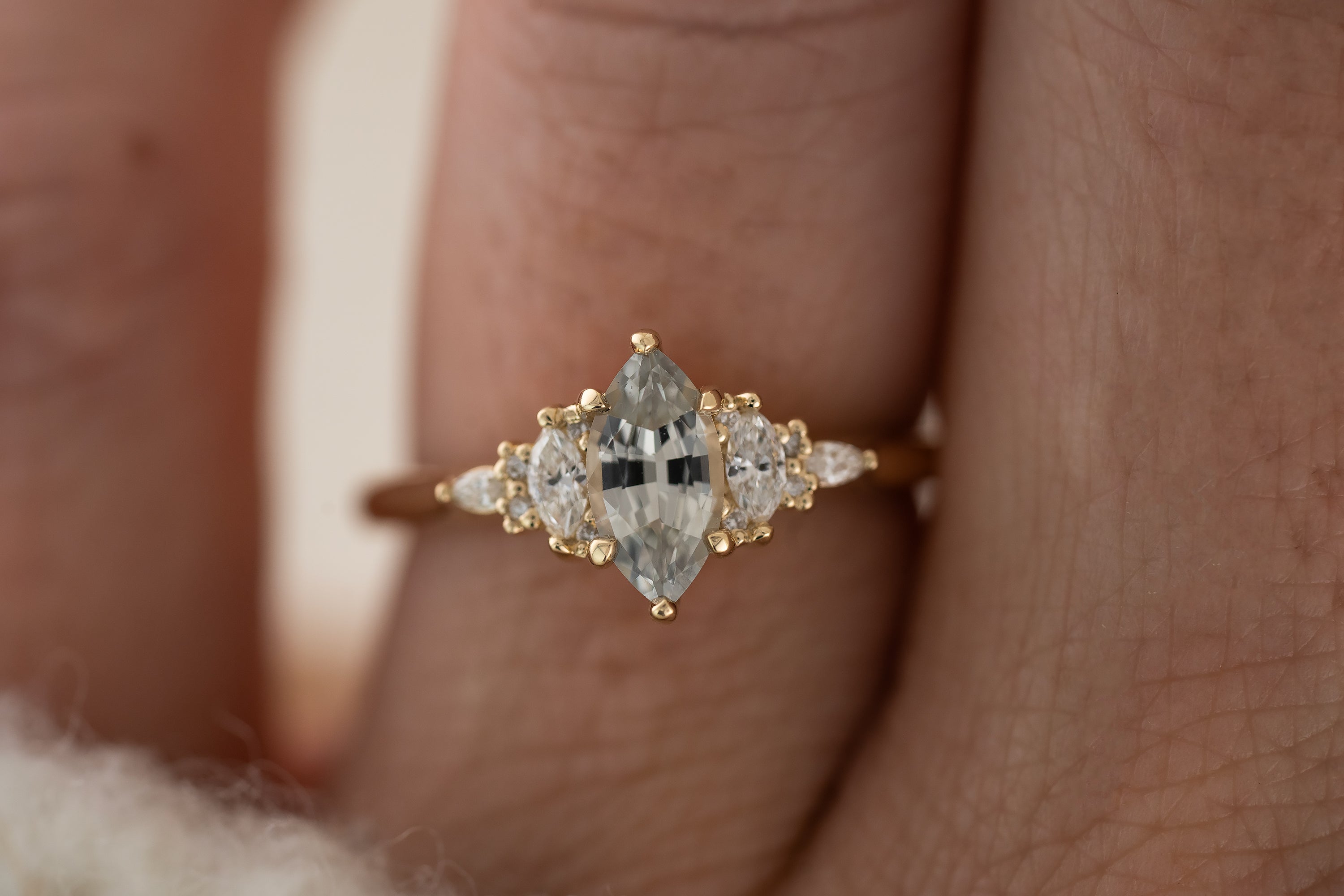 The Maeve Ring | 0.8 CT Marquise Light Gray-Blue Sapphire - Lavender Creek Gems