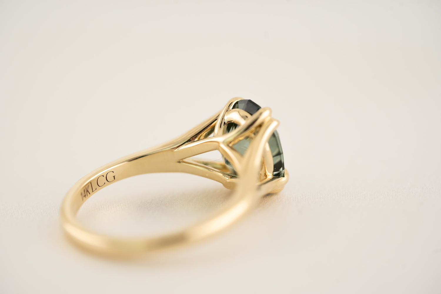 The Weaver Ring - 2.88 CT Oval Forest Green Tourmaline - Lavender Creek Gems