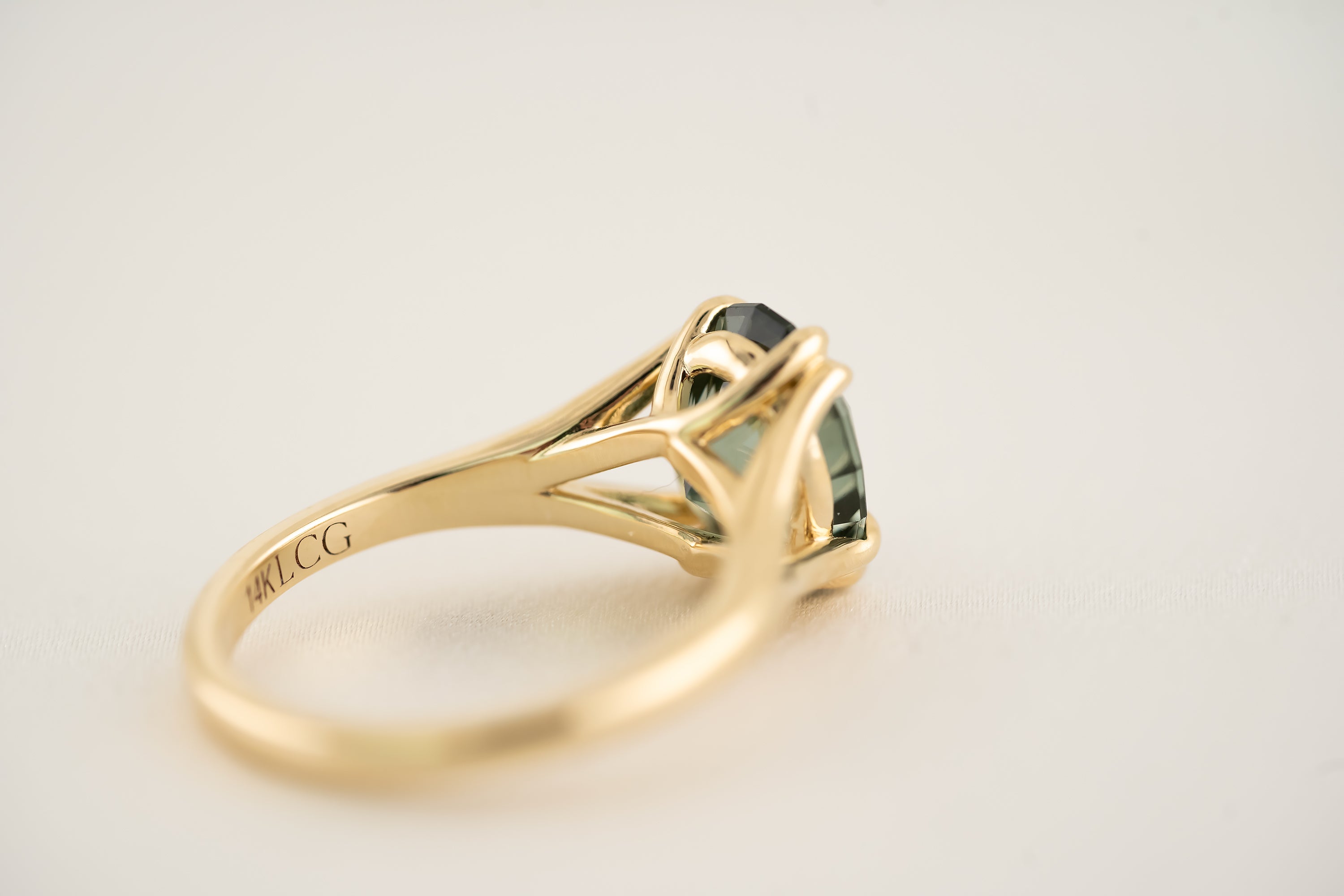 The Weaver Ring - 2.88 CT Oval Forest Green Tourmaline - Lavender Creek Gems
