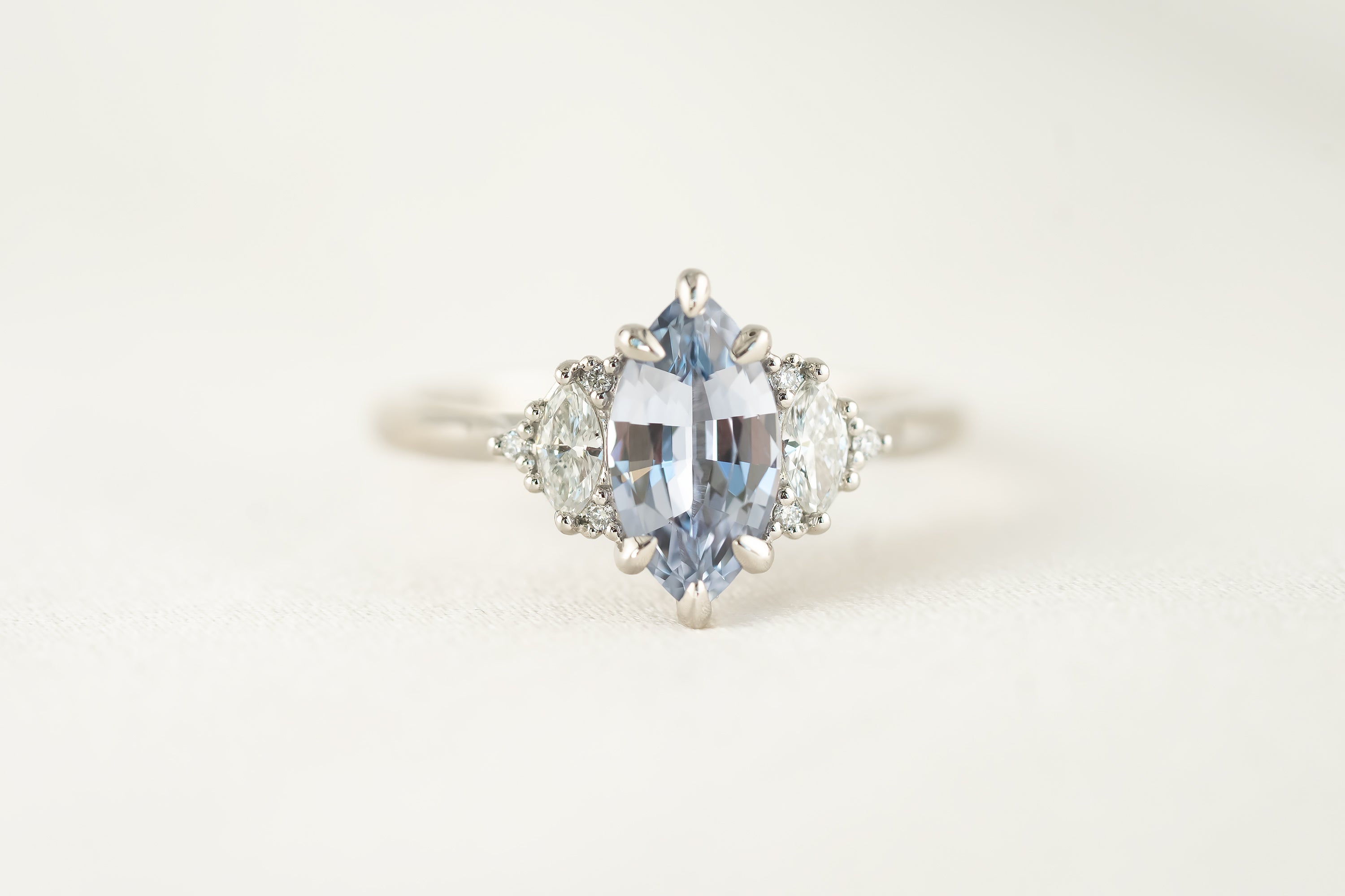 The Maren Ring | 1.44 CT Light Blue Marquise Sapphire - Lavender Creek Gems
