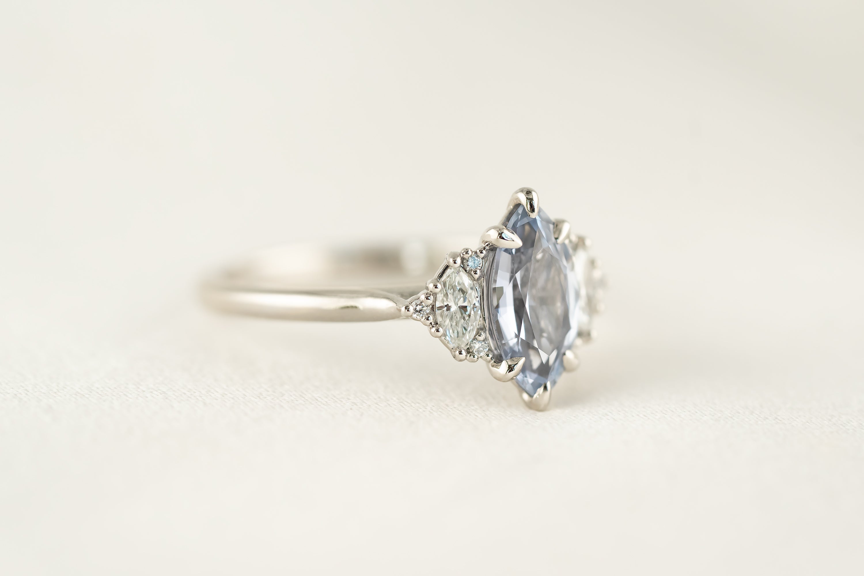 The Maren Ring | 1.44 CT Light Blue Marquise Sapphire - Lavender Creek Gems