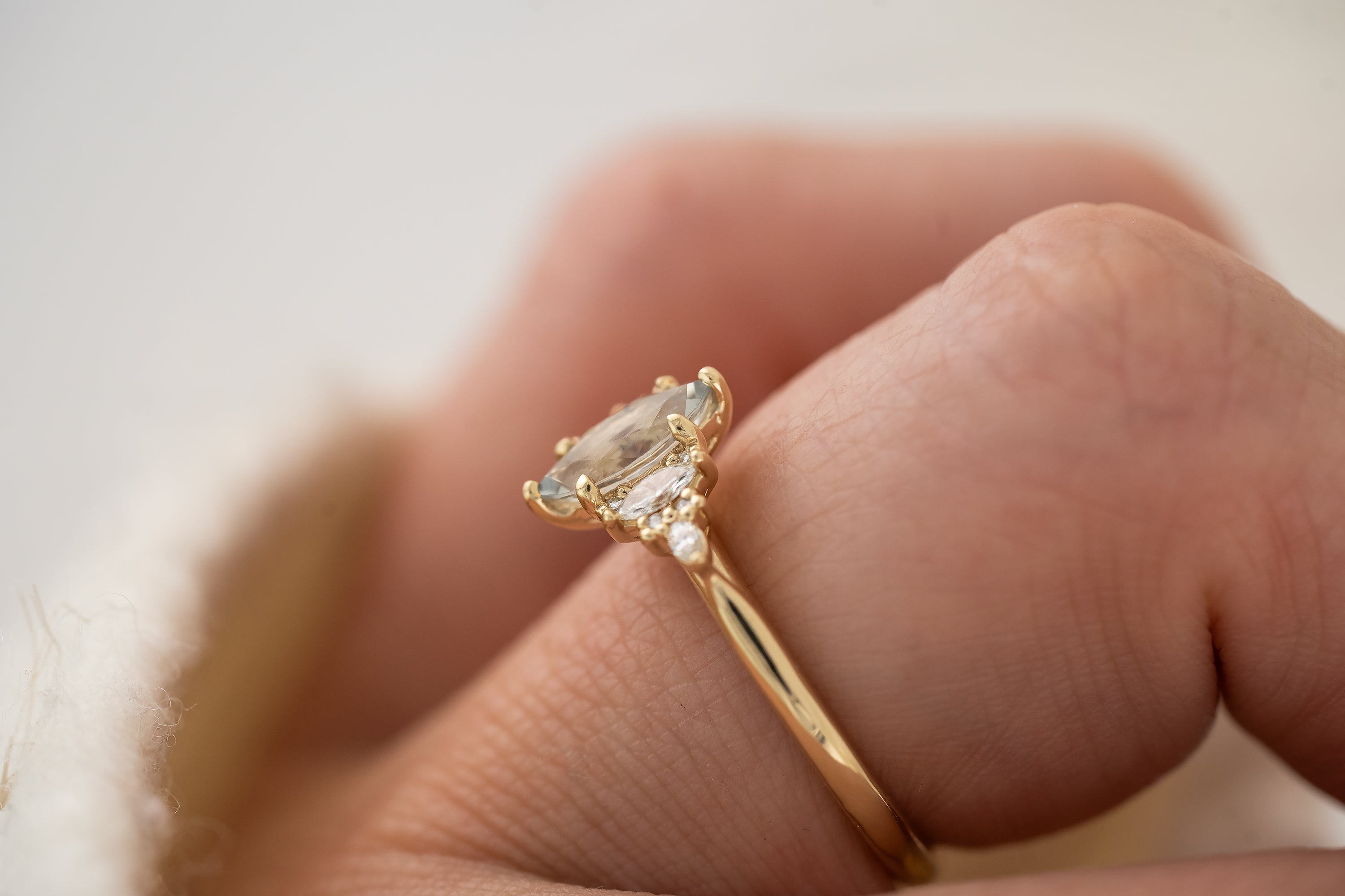 The Maeve Ring | 0.8 CT Marquise Light Gray-Blue Sapphire - Lavender Creek Gems