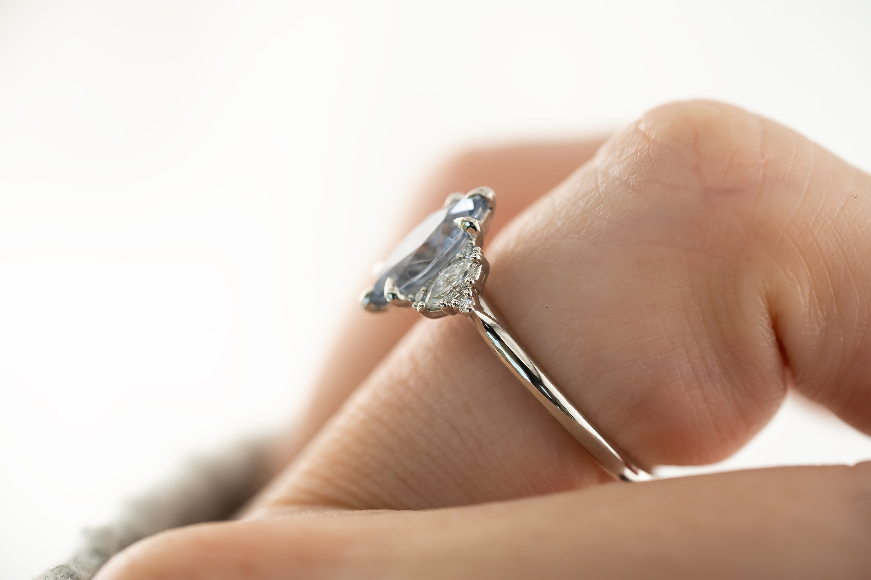 The Maren Ring | 1.44 CT Light Blue Marquise Sapphire - Lavender Creek Gems