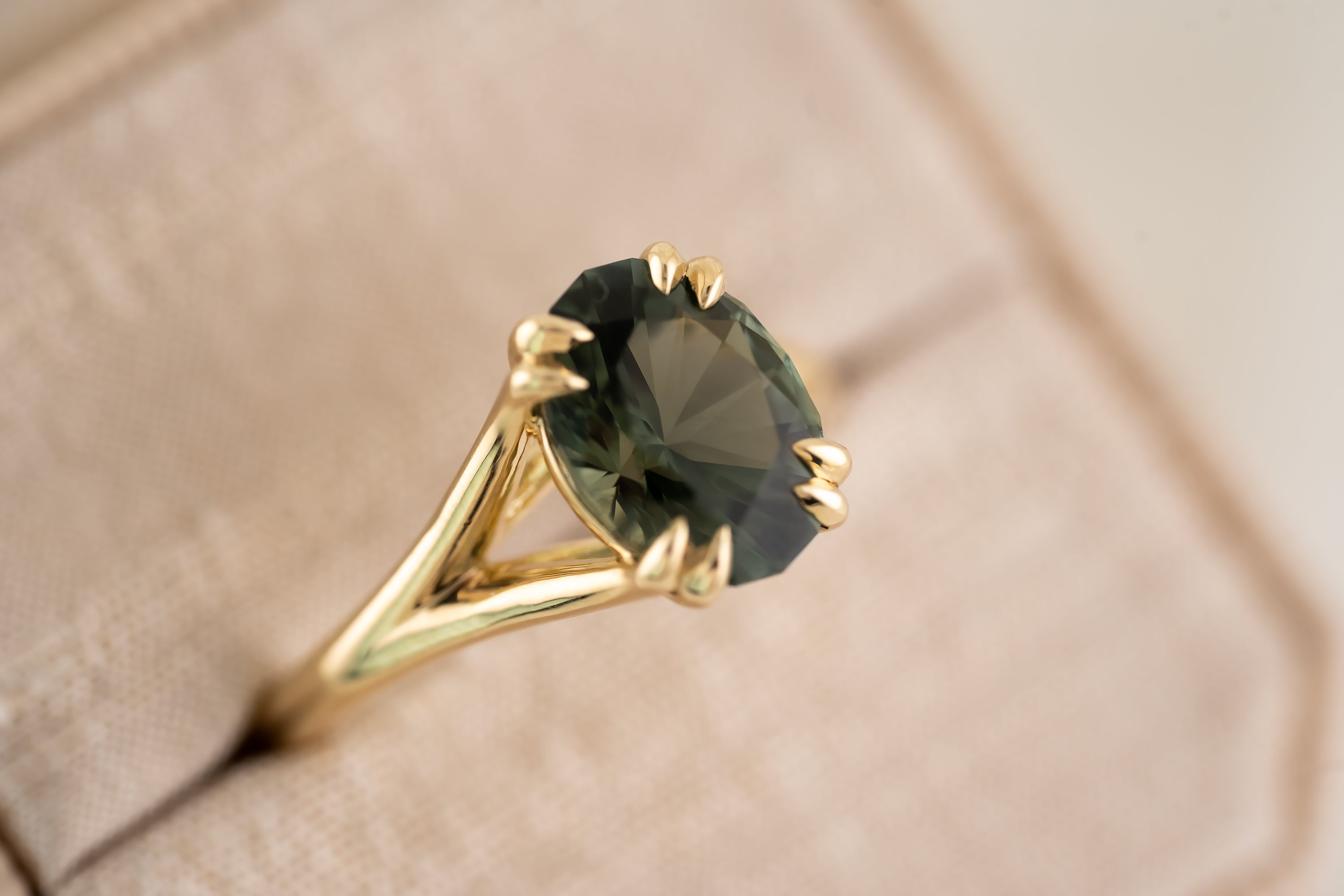 The Weaver Ring - 2.88 CT Oval Forest Green Tourmaline - Lavender Creek Gems