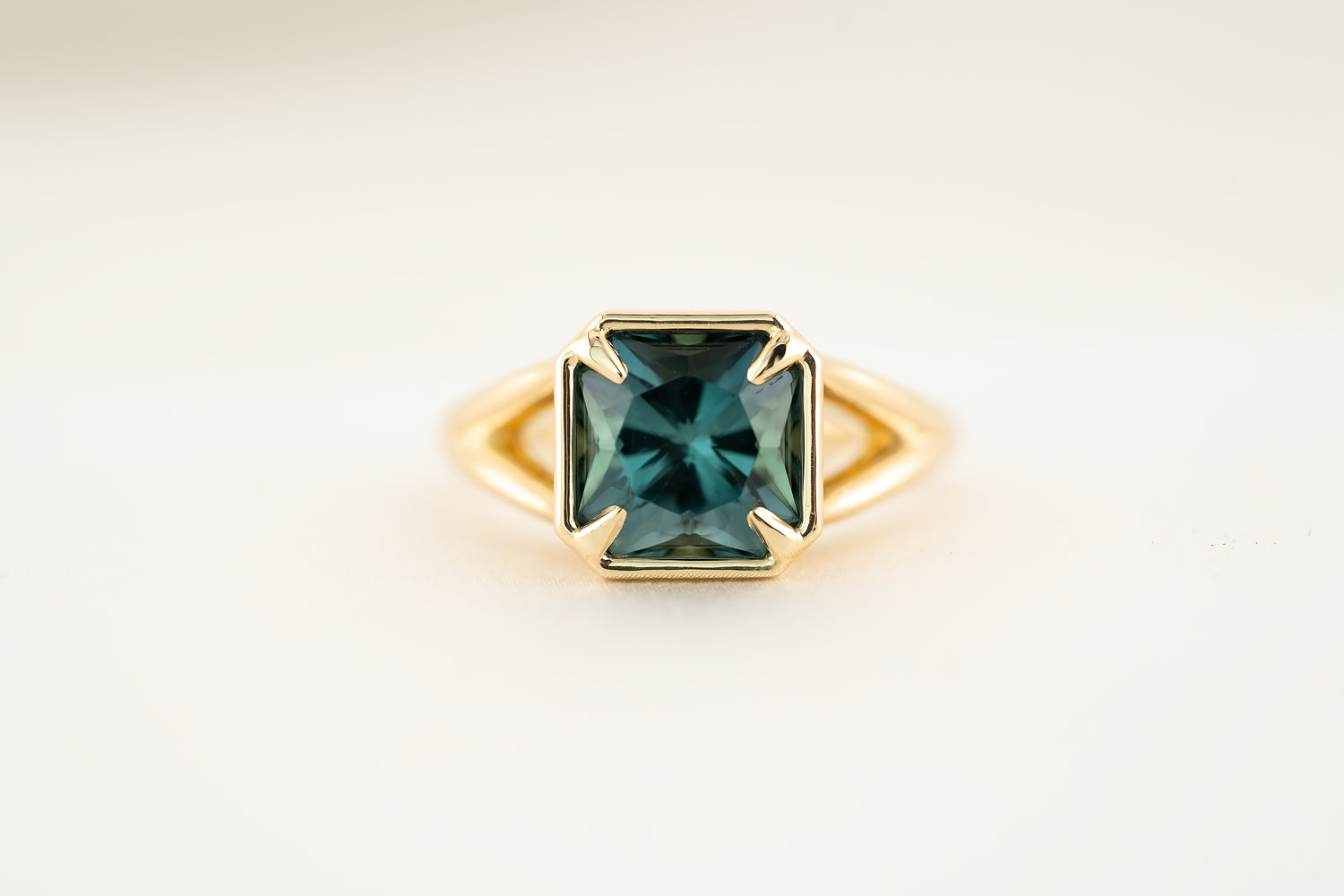The Tara Ring - 3.3 CT Square Radiant Blue Tourmaline Ring - Lavender Creek Gems