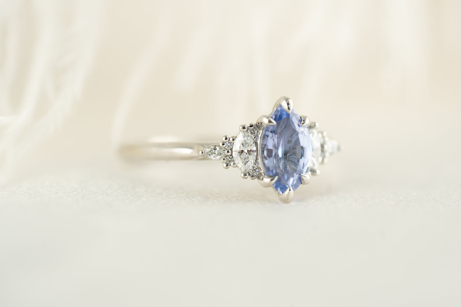 The Maeve Ring | 1.11 CT Marquise Light Blue Sapphire - Lavender Creek Gems
