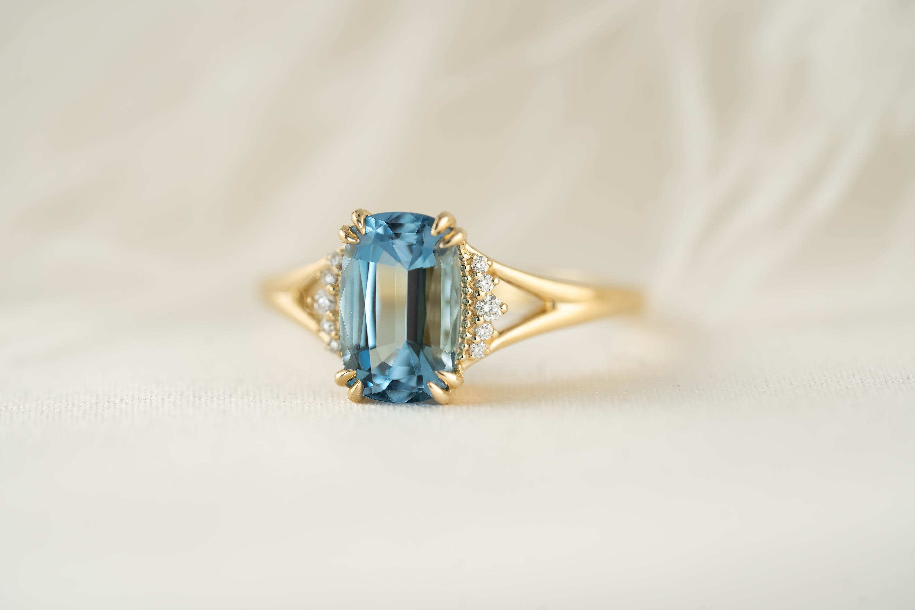 The Serendipity Ring | 1.76 CT Cushion Aquamarine - Lavender Creek Gems