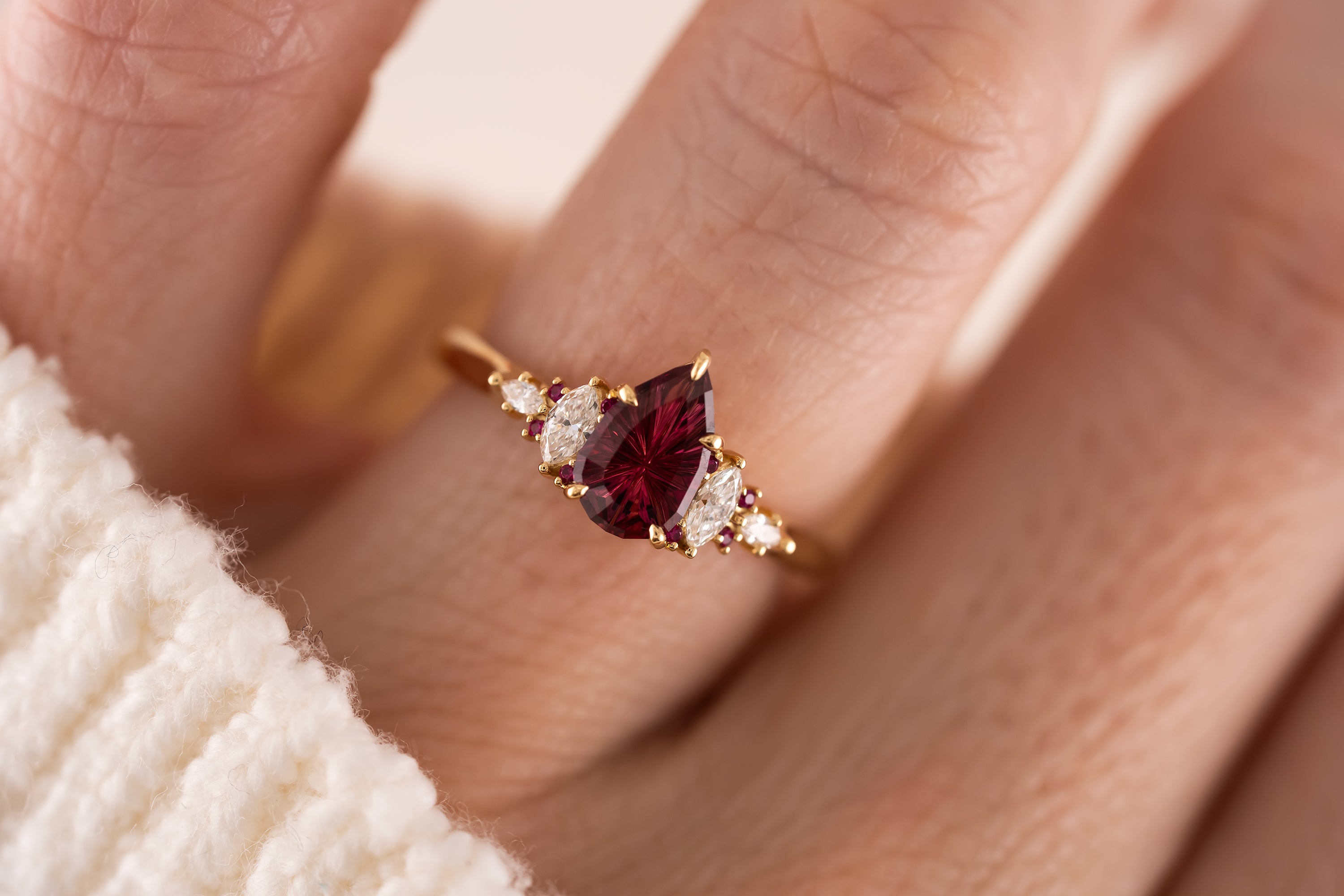 The Maeve Ring | 0.81 CT Pear Starbrite™ Ruby - Lavender Creek Gems
