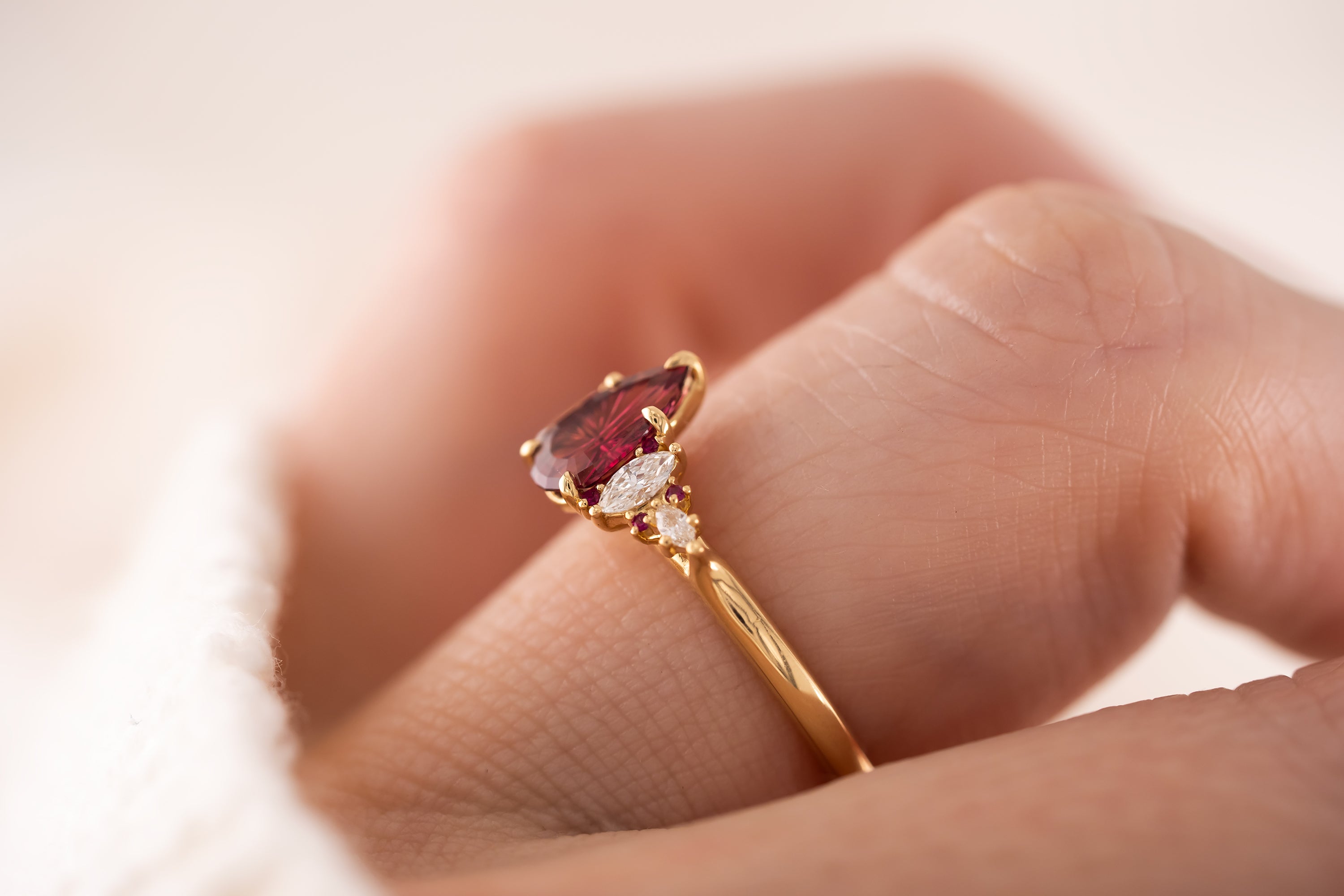 The Maeve Ring | 0.81 CT Pear Starbrite™ Ruby - Lavender Creek Gems