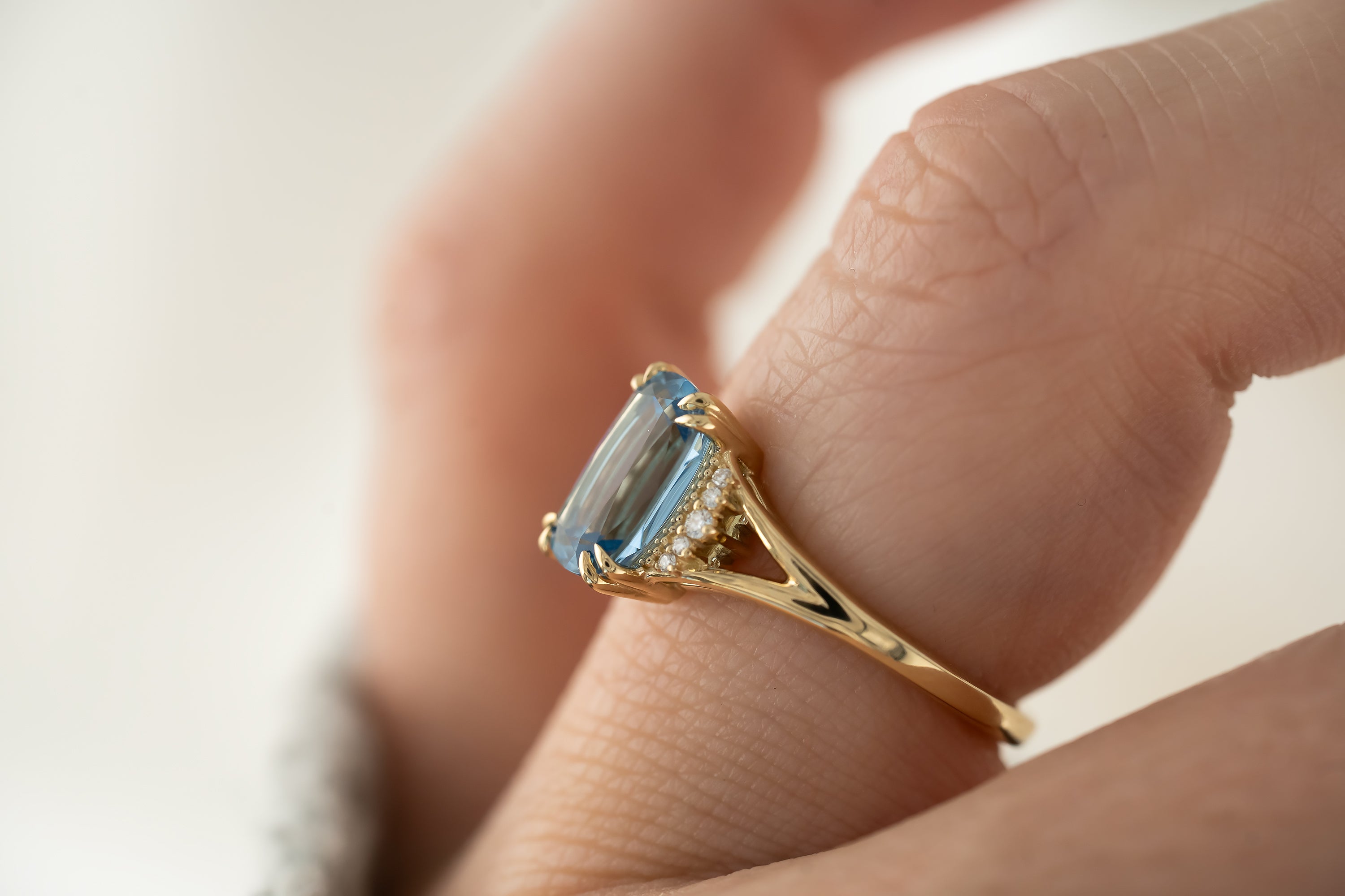 The Serendipity Ring | 1.76 CT Cushion Aquamarine - Lavender Creek Gems