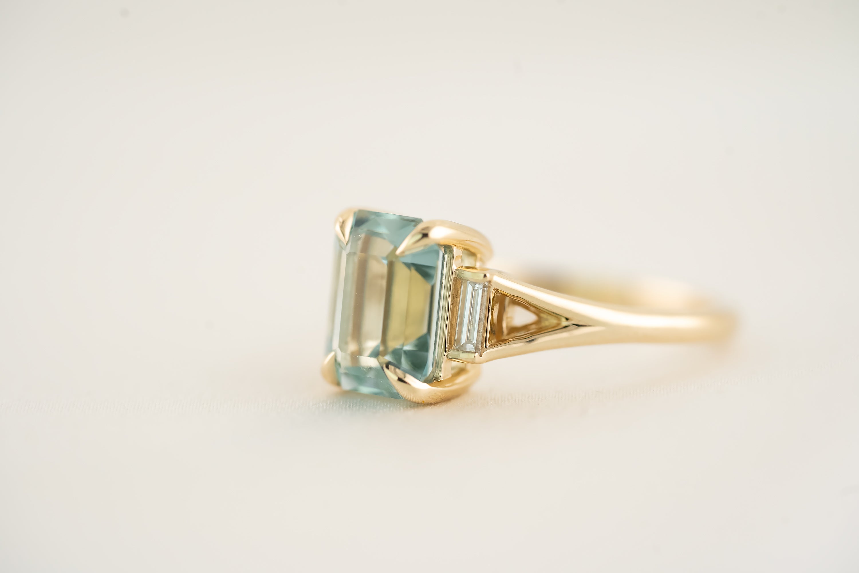 The Winora - 2.35 CT Emerald Cut Aquamarine Ring - Lavender Creek Gems