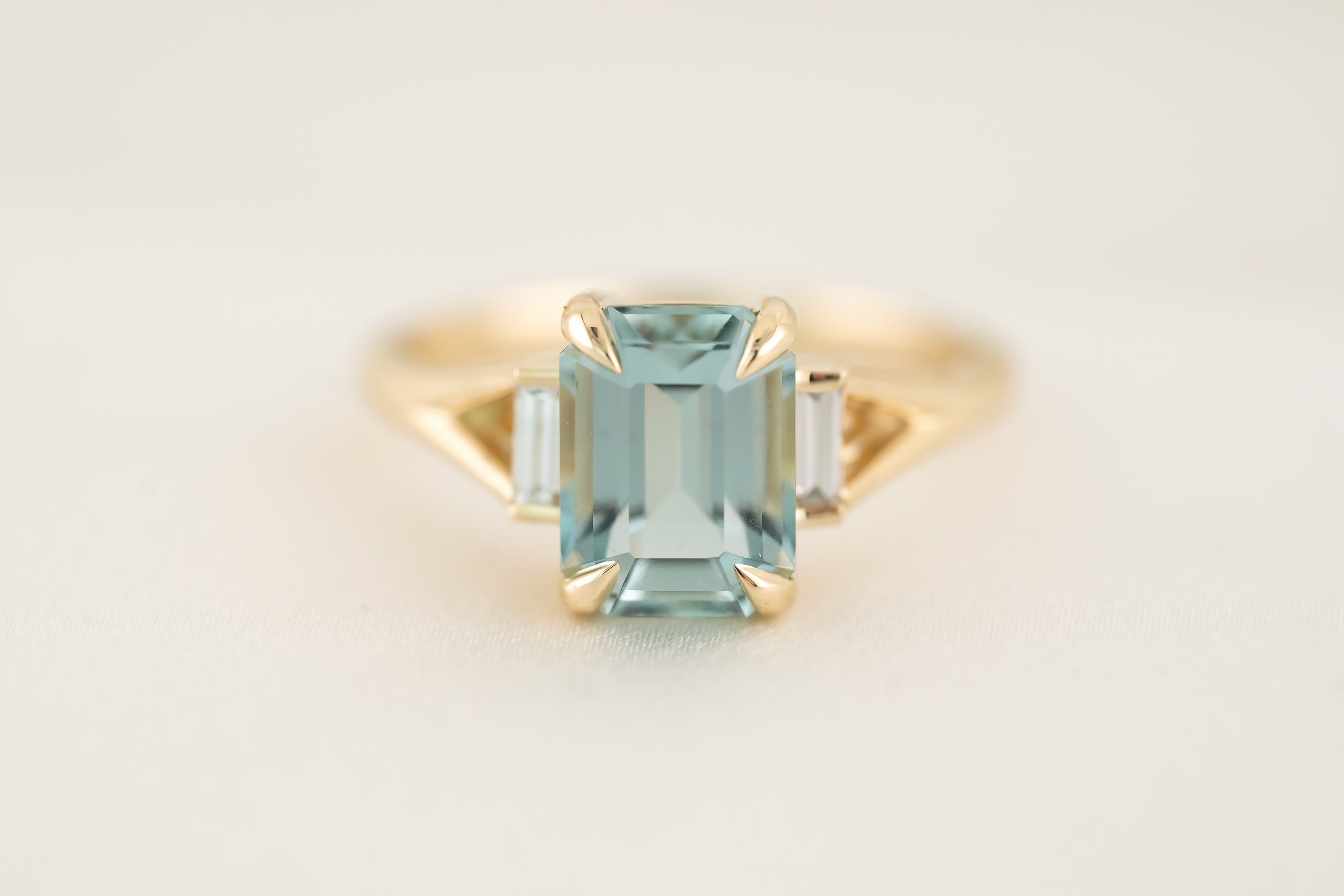The Winora - 2.35 CT Emerald Cut Aquamarine Ring - Lavender Creek Gems
