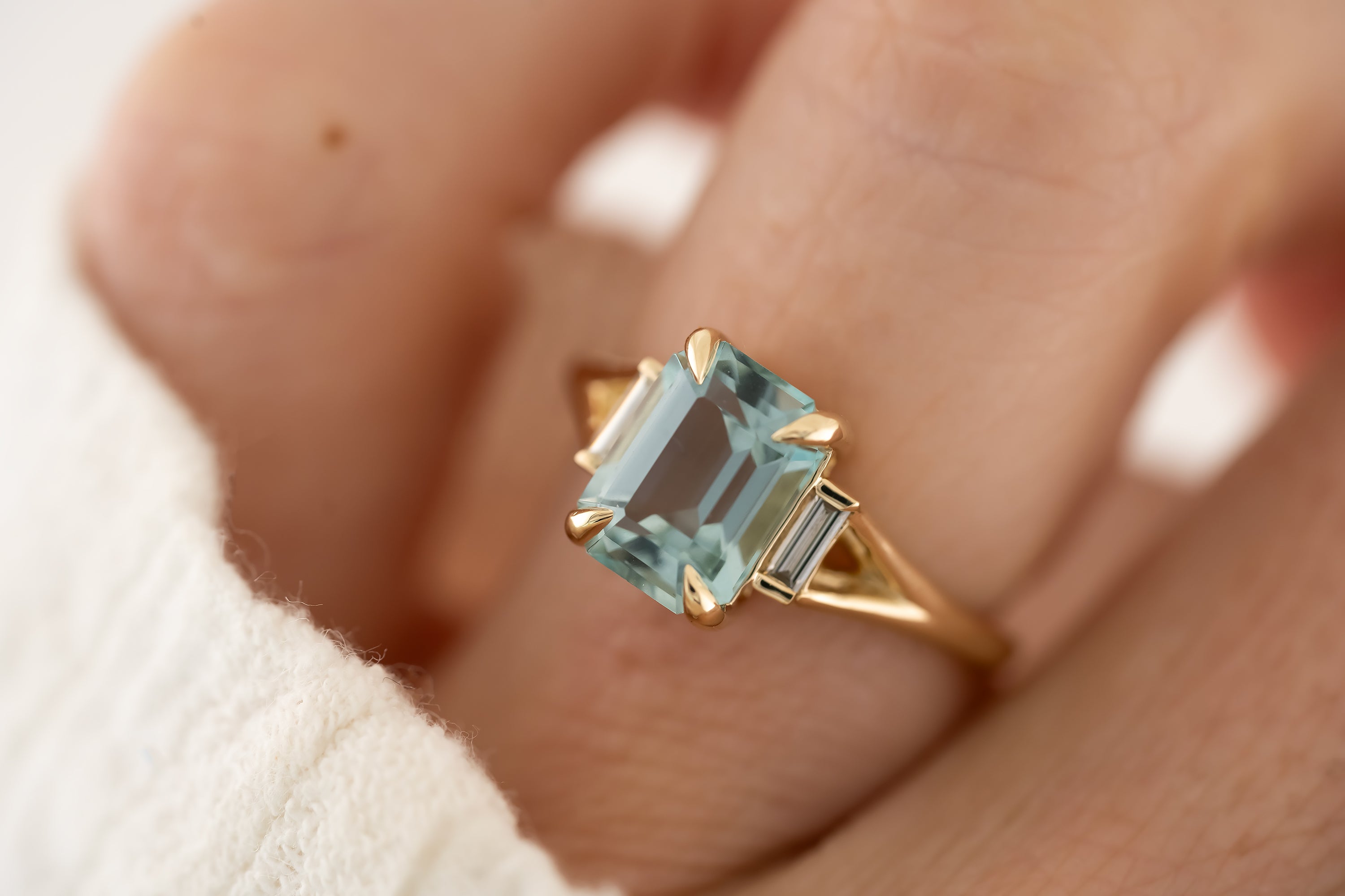 The Winora - 2.35 CT Emerald Cut Aquamarine Ring - Lavender Creek Gems