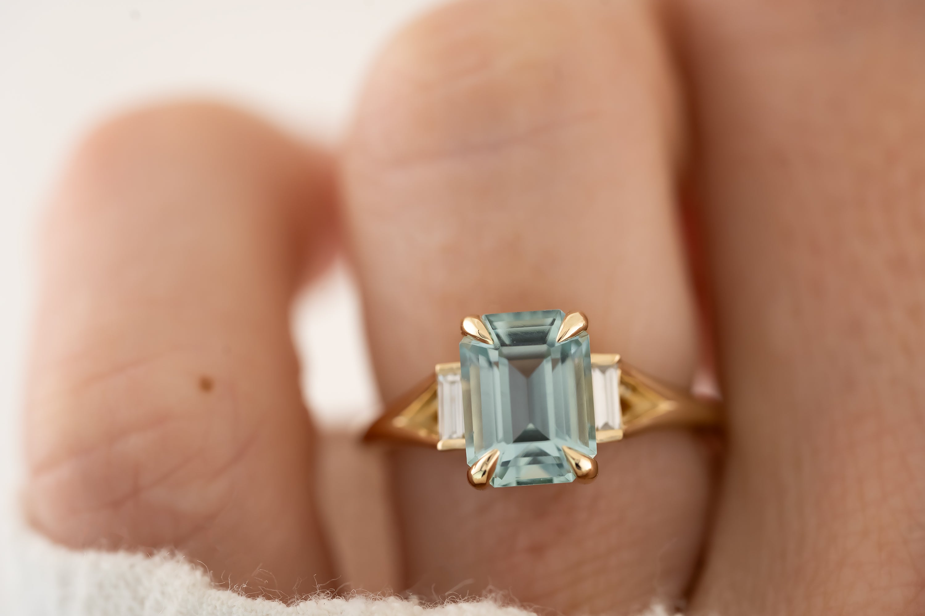 The Winora - 2.35 CT Emerald Cut Aquamarine Ring - Lavender Creek Gems