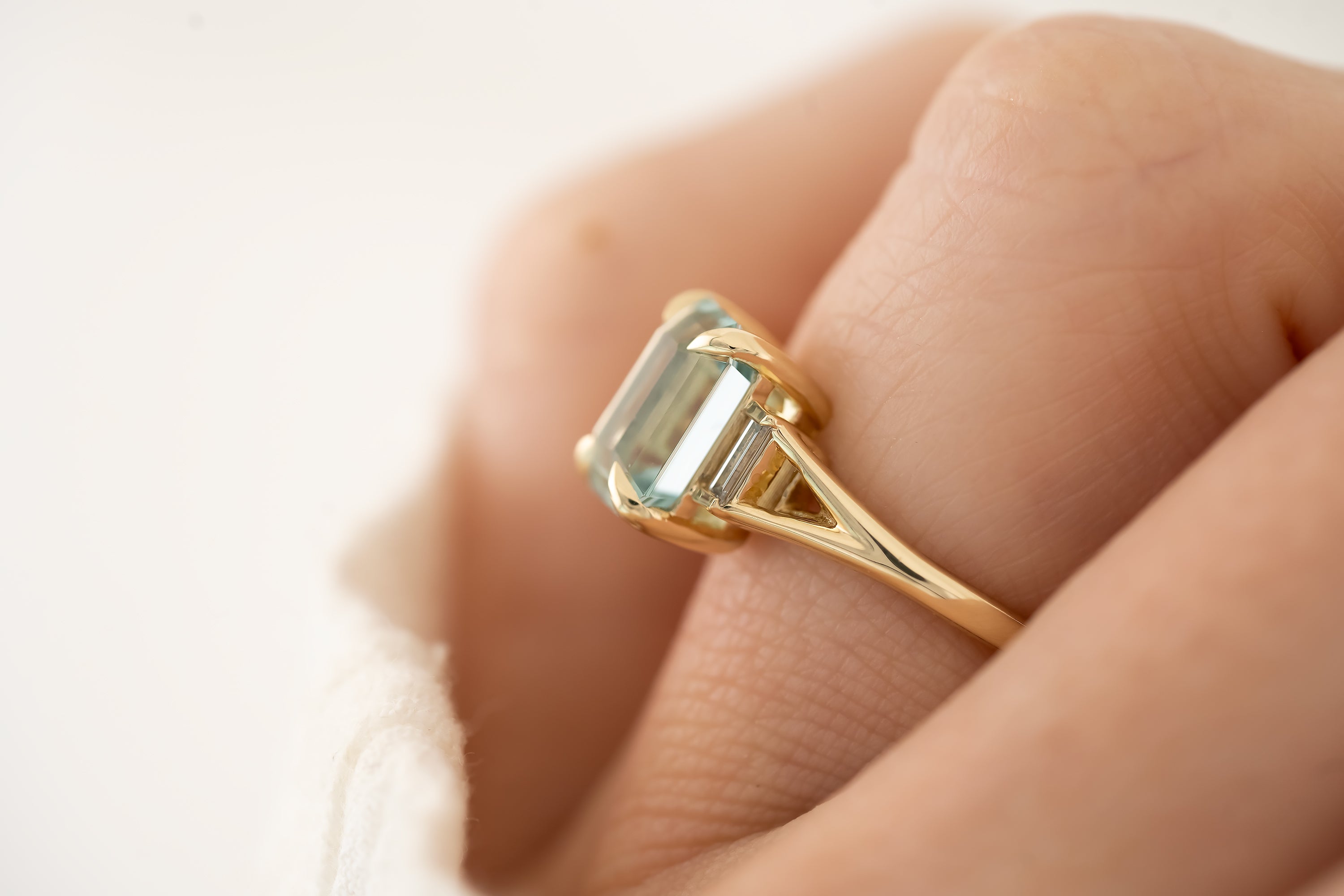 The Winora - 2.35 CT Emerald Cut Aquamarine Ring - Lavender Creek Gems