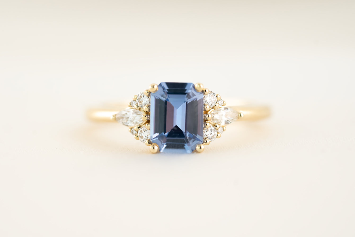 The Aya 1.34 CT Emerald Cut Blue Sapphire Ring - Lavender Creek Gems