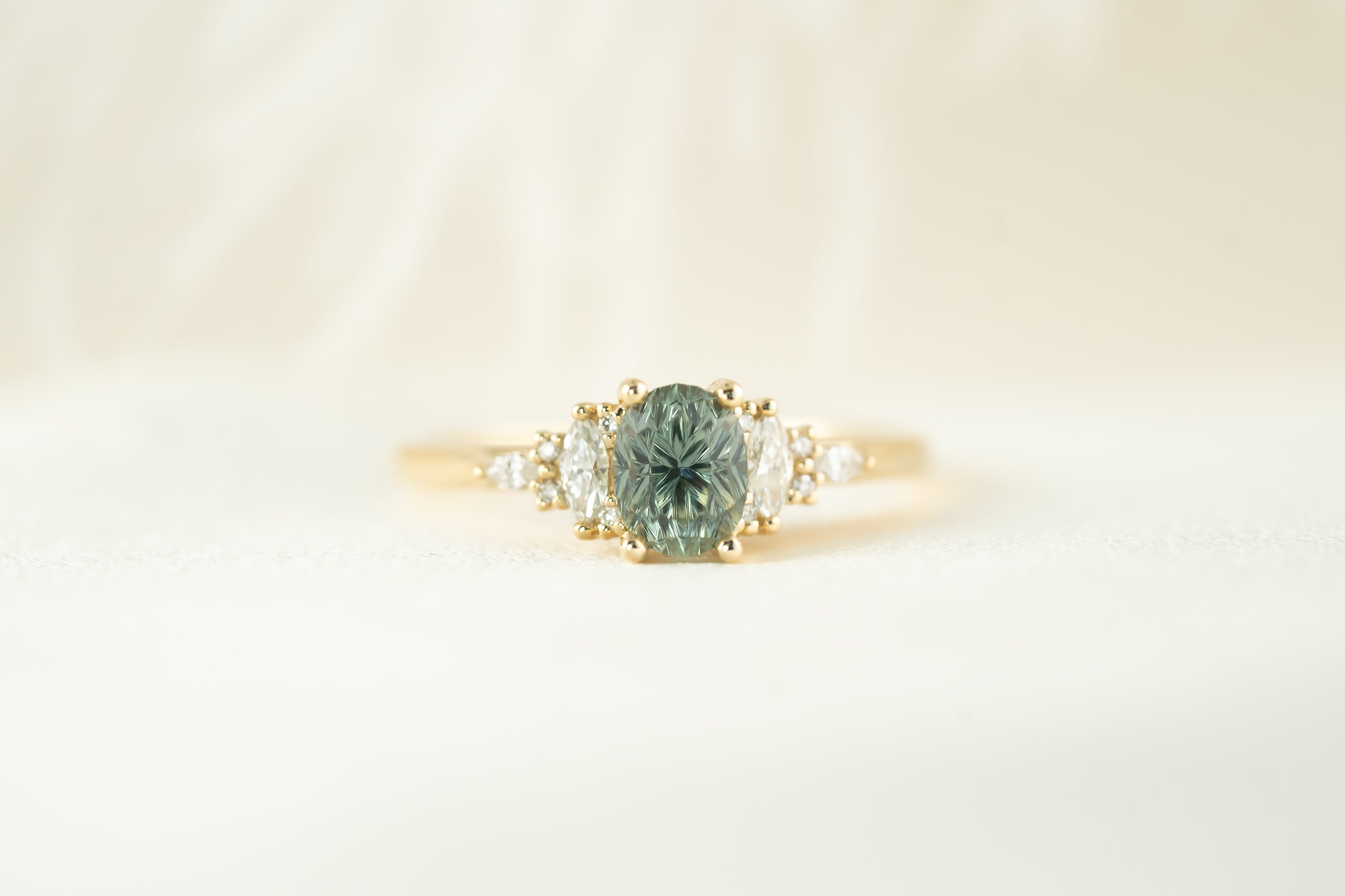 The Maeve Ring | 1.24 CT Regal Radiant™ Teal Blue Sapphire - Lavender Creek Gems