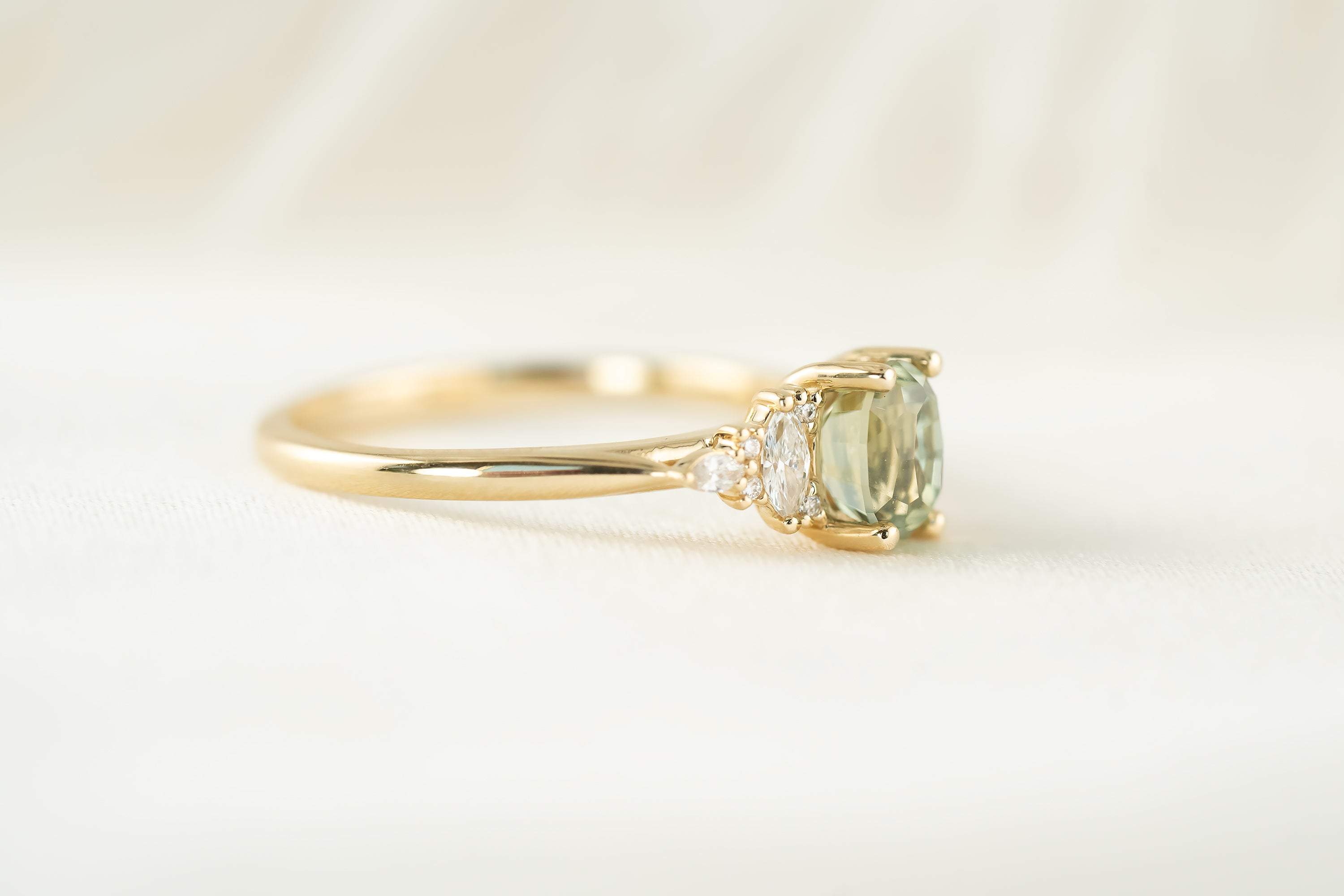 The Maeve Ring | 1.24 CT Regal Radiant™ Teal Blue Sapphire - Lavender Creek Gems