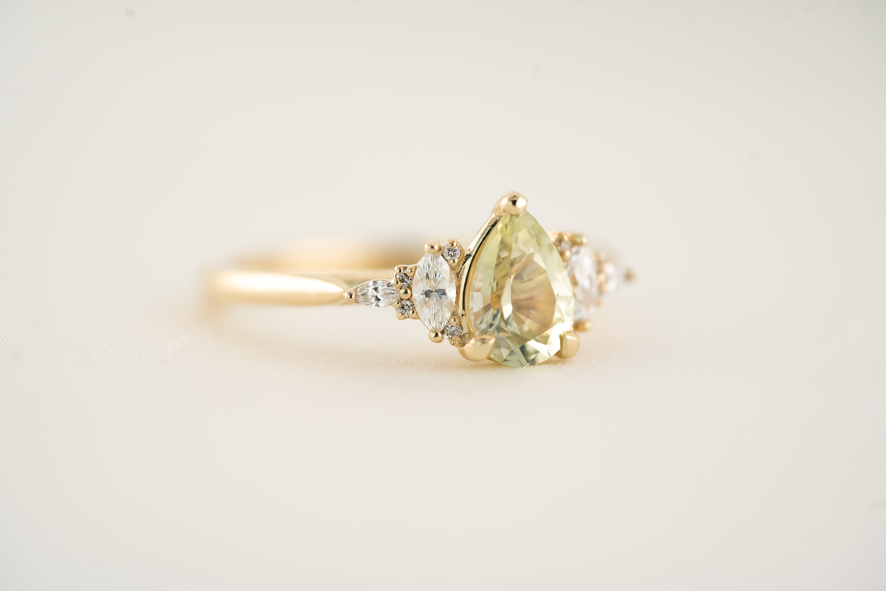The Maeve - 1 CT Pear Mint Green Sapphire Ring - Lavender Creek Gems
