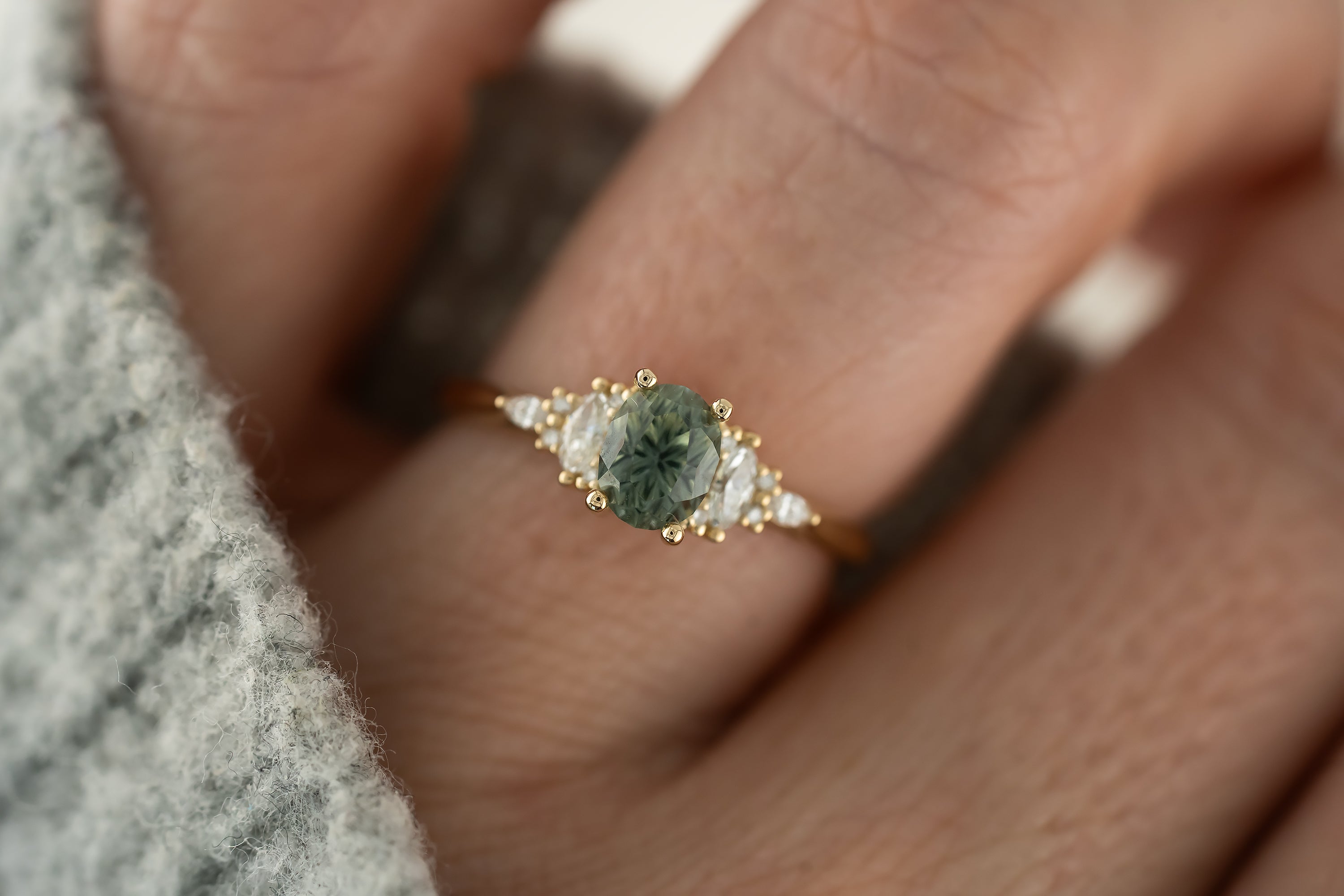The Maeve Ring | 1.24 CT Regal Radiant™ Teal Blue Sapphire - Lavender Creek Gems