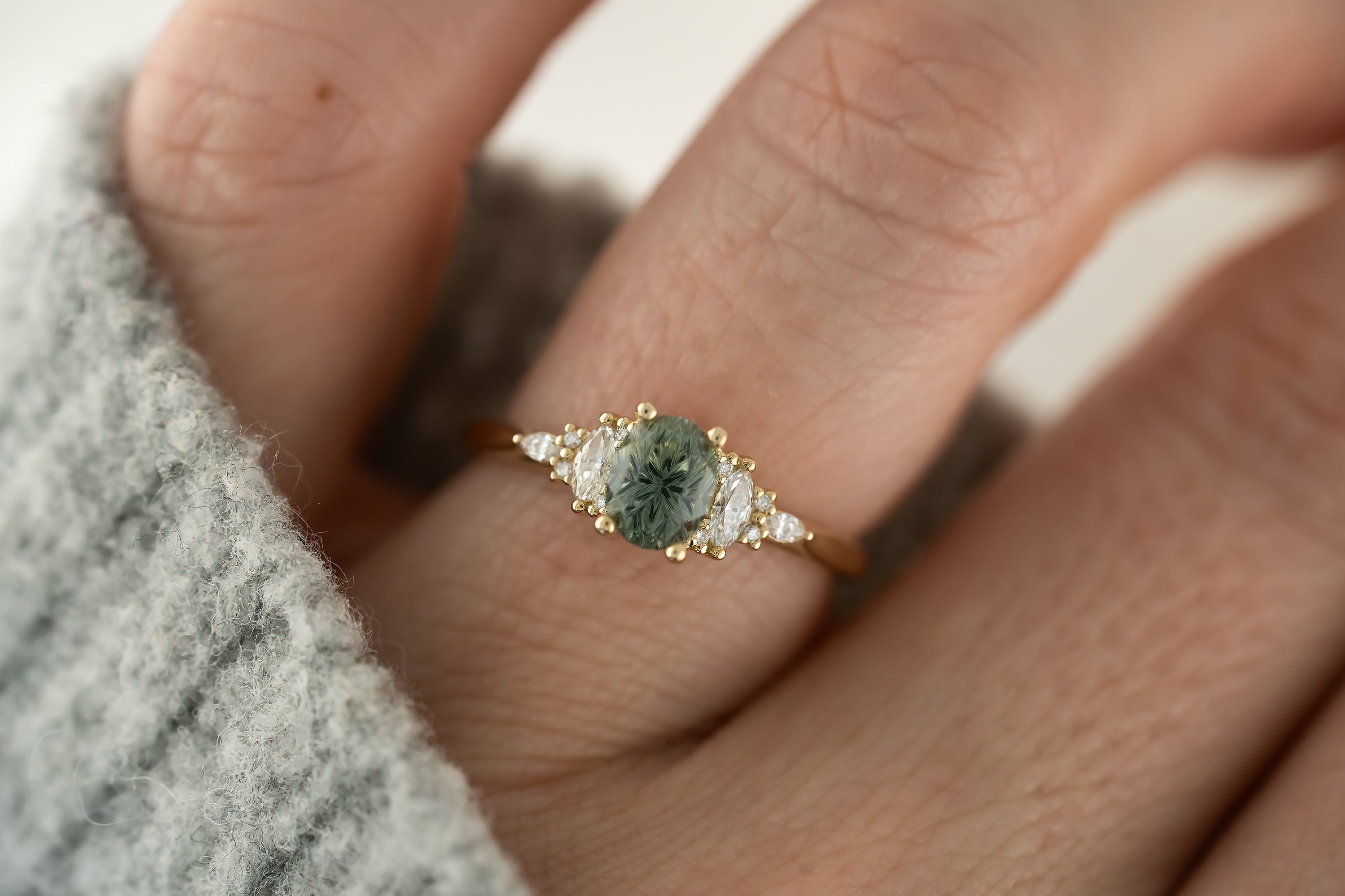 The Maeve Ring | 1.24 CT Regal Radiant™ Teal Blue Sapphire - Lavender Creek Gems