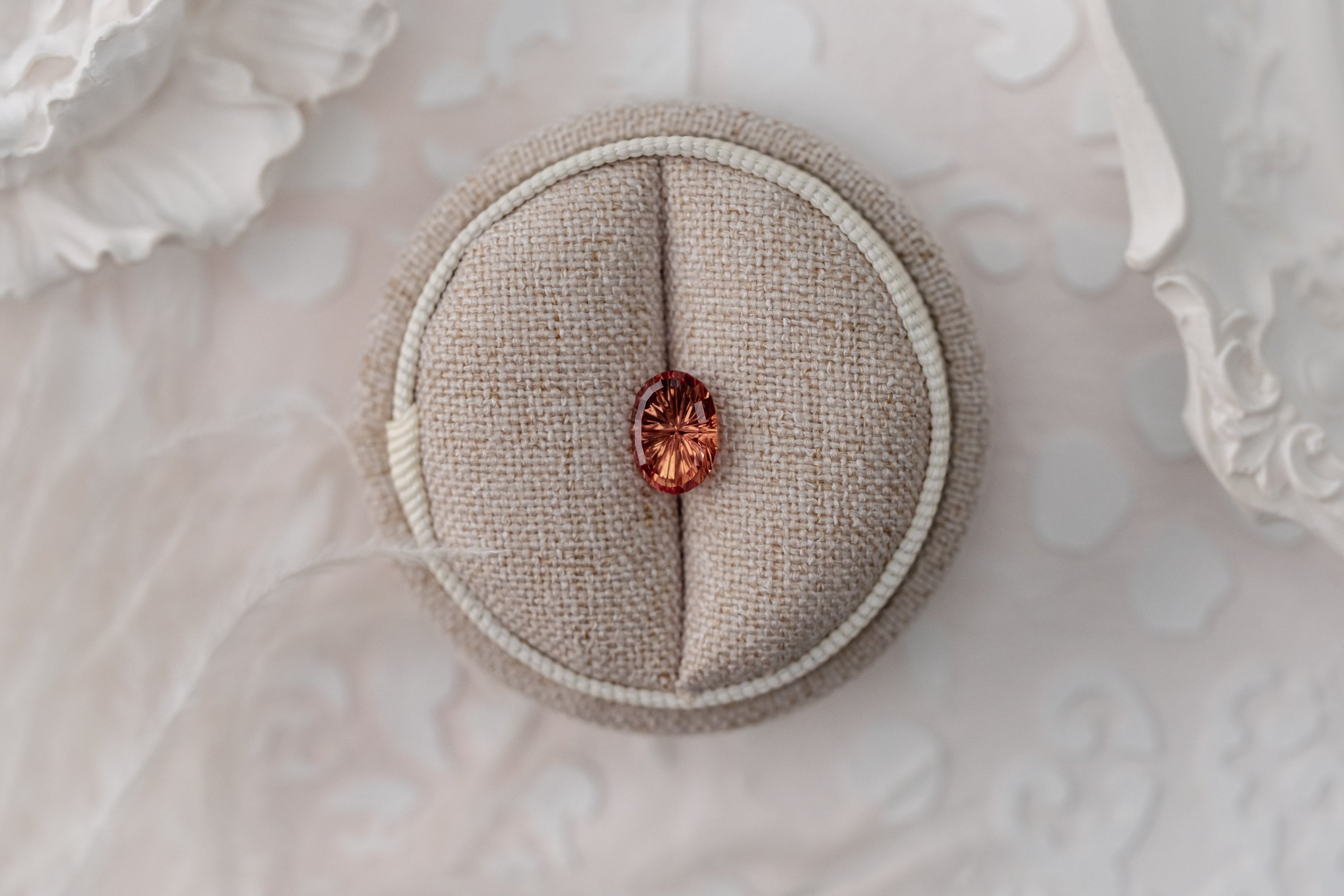 2.31 CT Oval Starbrite™ Cut Coral + Peach Sapphire - Lavender Creek Gems