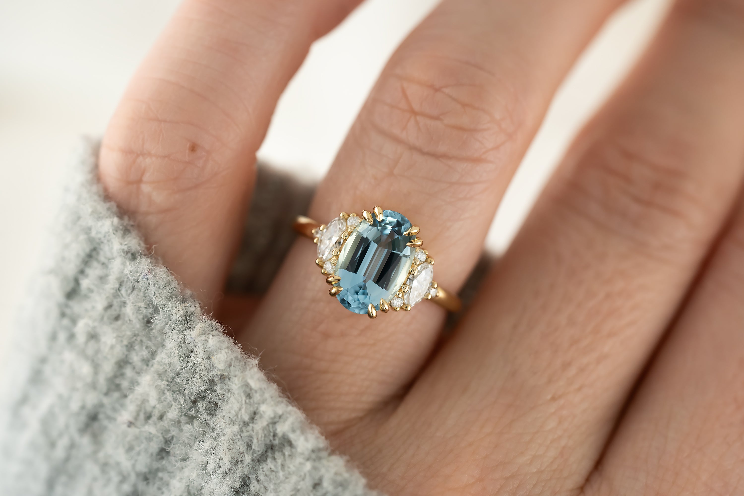 The Maren Ring | 2.14 CT Oval Aquamarine - Lavender Creek Gems