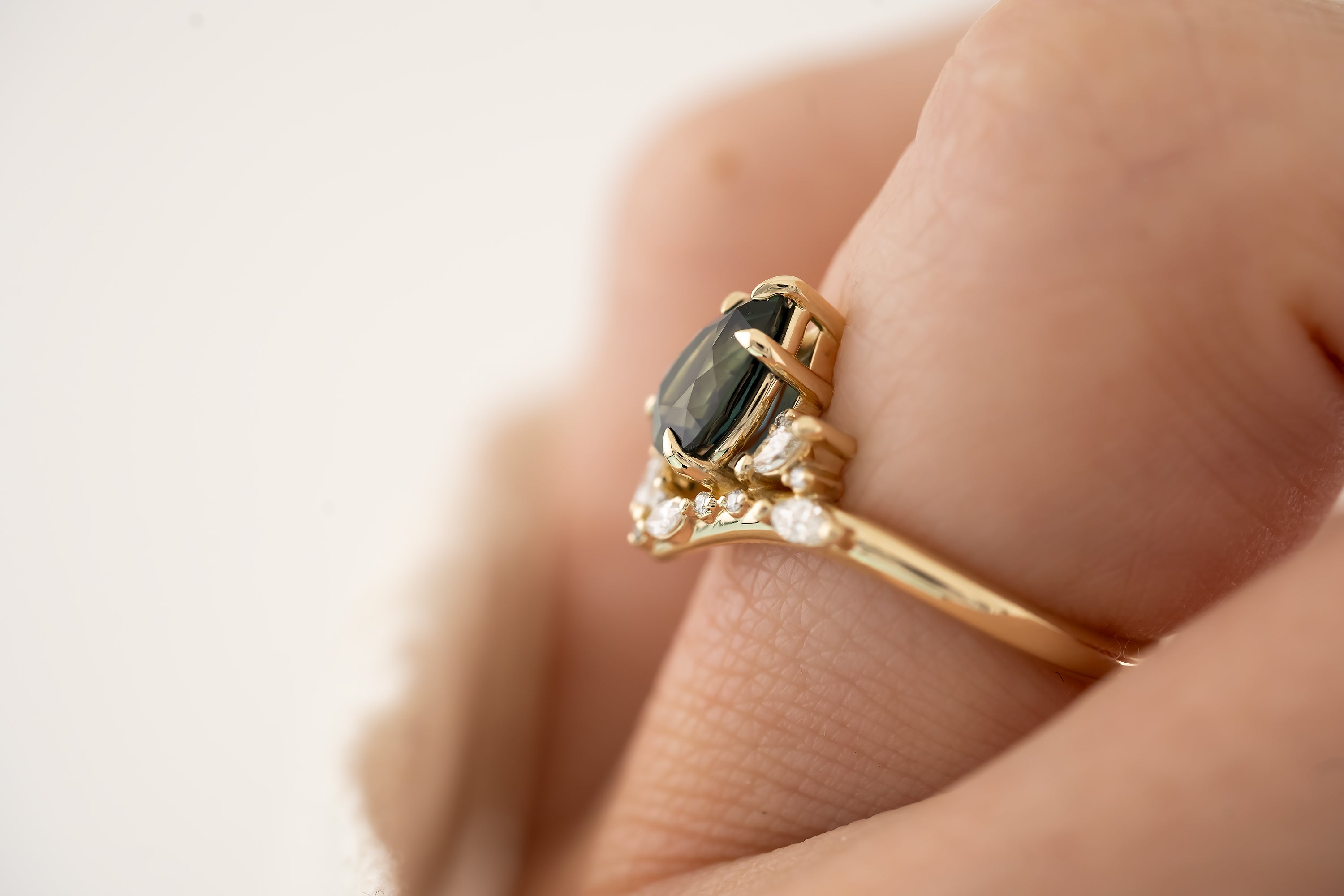 The Aurora - 1.33 CT Pear Teal Sapphire Ring - Lavender Creek Gems
