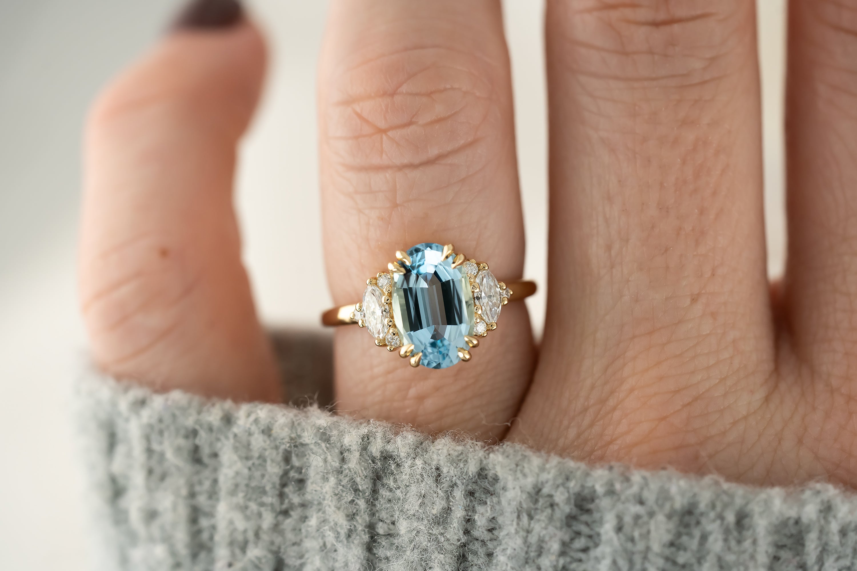 The Maren Ring | 2.14 CT Oval Aquamarine - Lavender Creek Gems