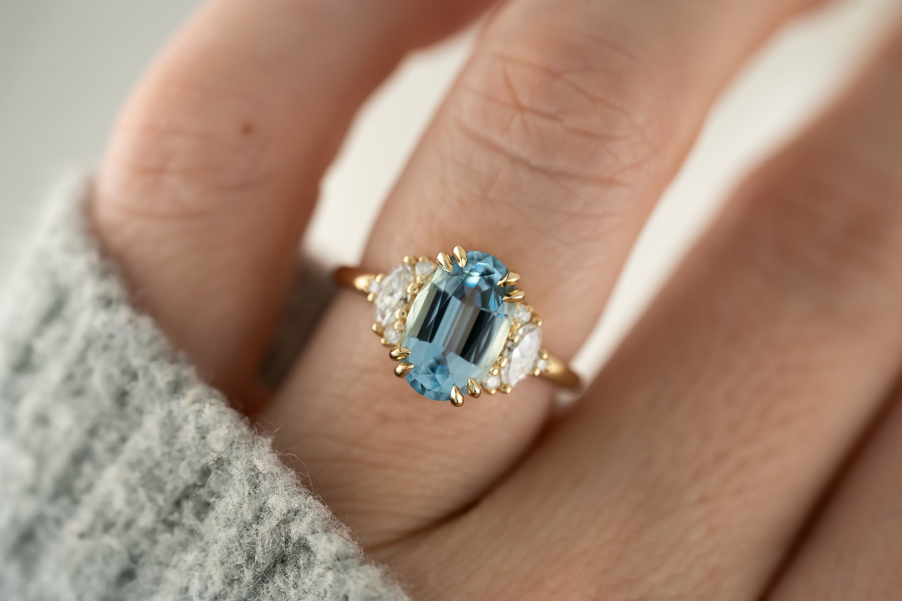 The Maren Ring | 2.14 CT Oval Aquamarine - Lavender Creek Gems