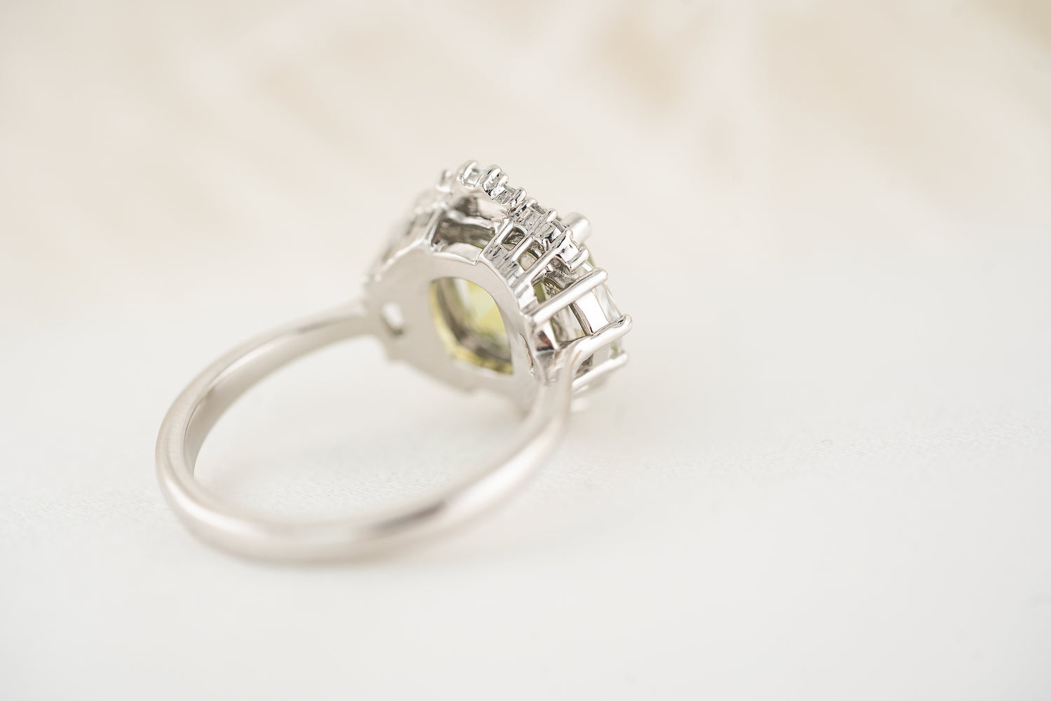 The Yara Ring | 3.4 CT Cushion Green Montana Sapphire - Lavender Creek Gems