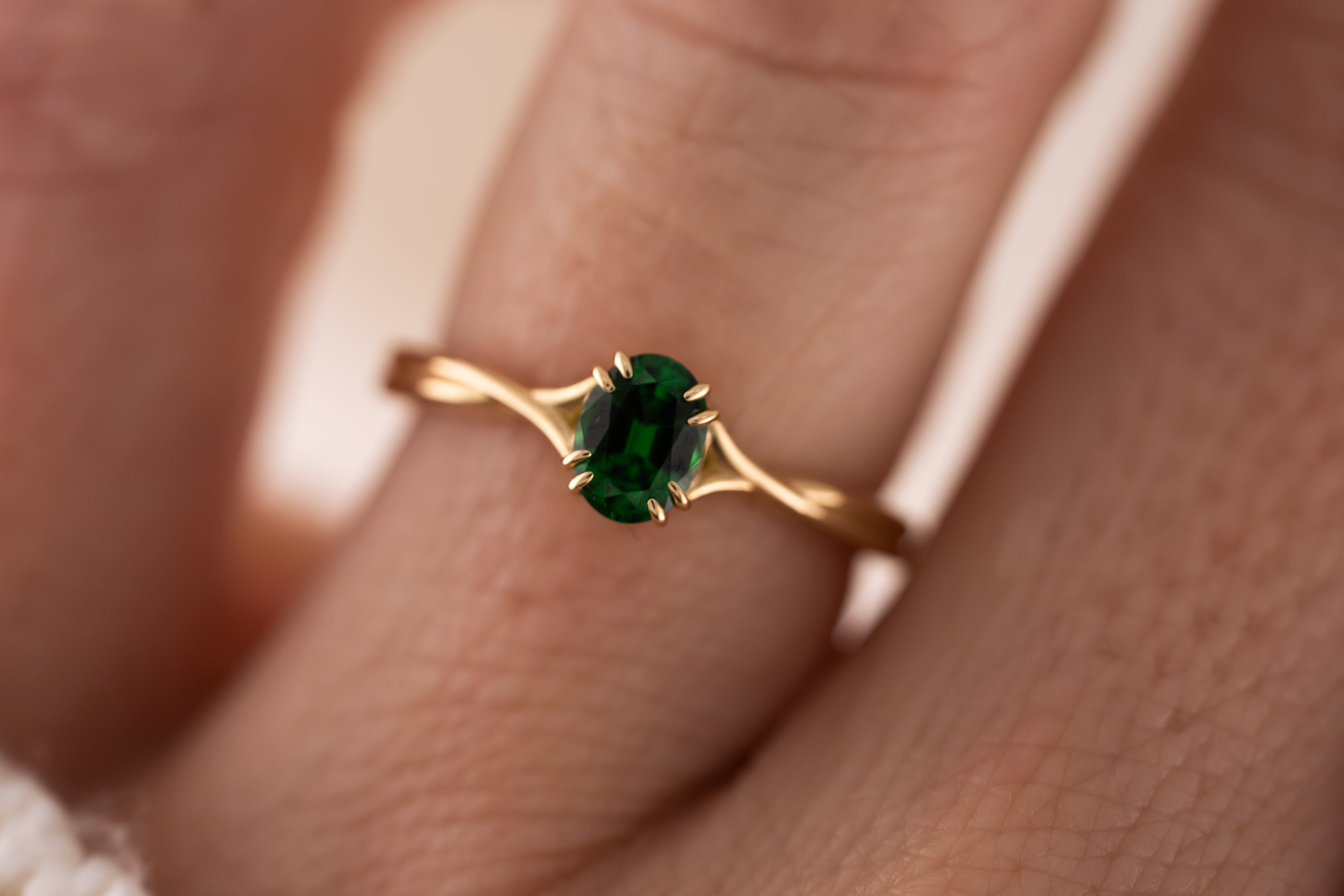 The Fates Ring | 0.61 CT Oval Tsavorite Garnet - Lavender Creek Gems