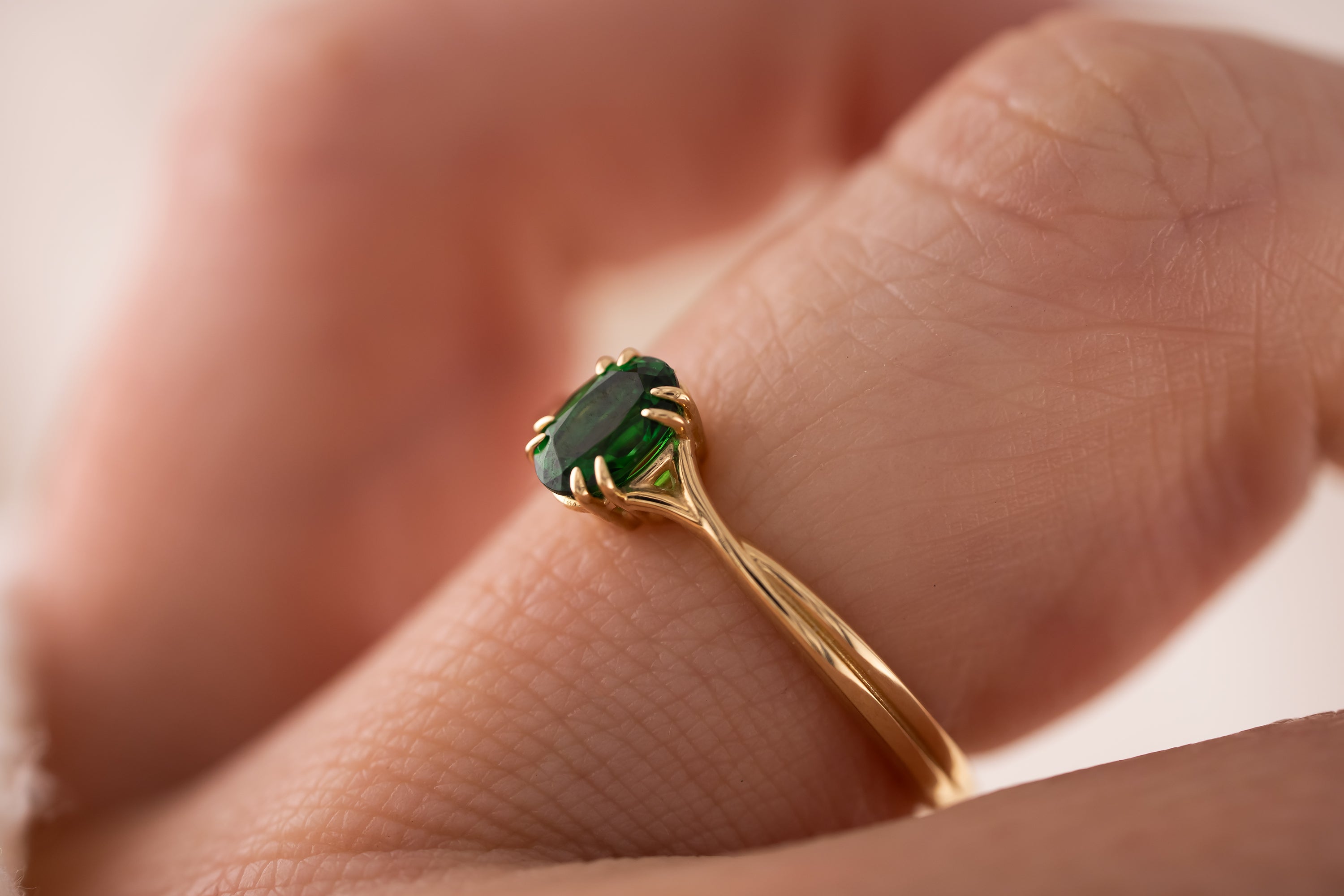The Fates Ring | 0.61 CT Oval Tsavorite Garnet - Lavender Creek Gems