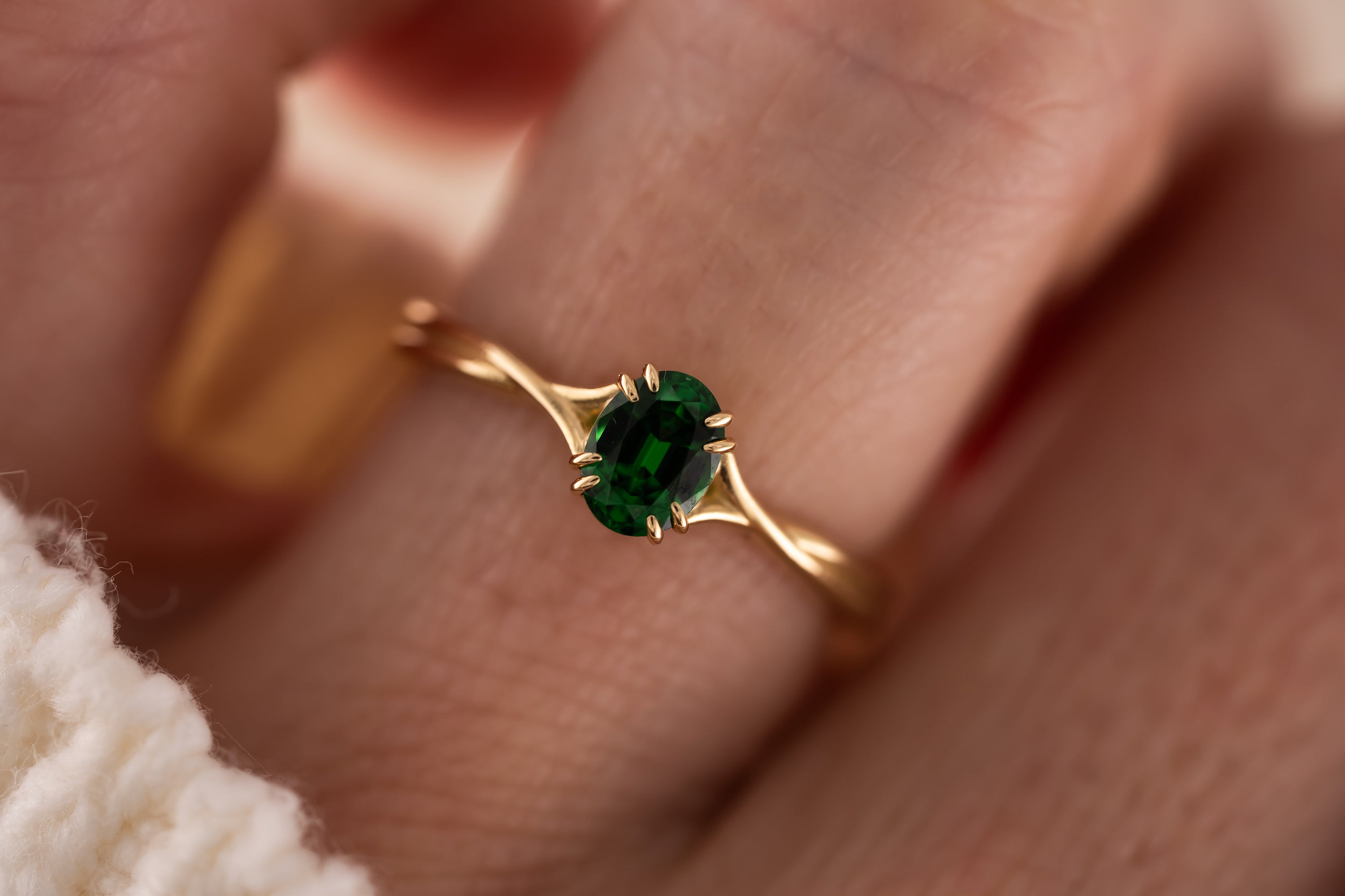 The Fates Ring | 0.61 CT Oval Tsavorite Garnet - Lavender Creek Gems