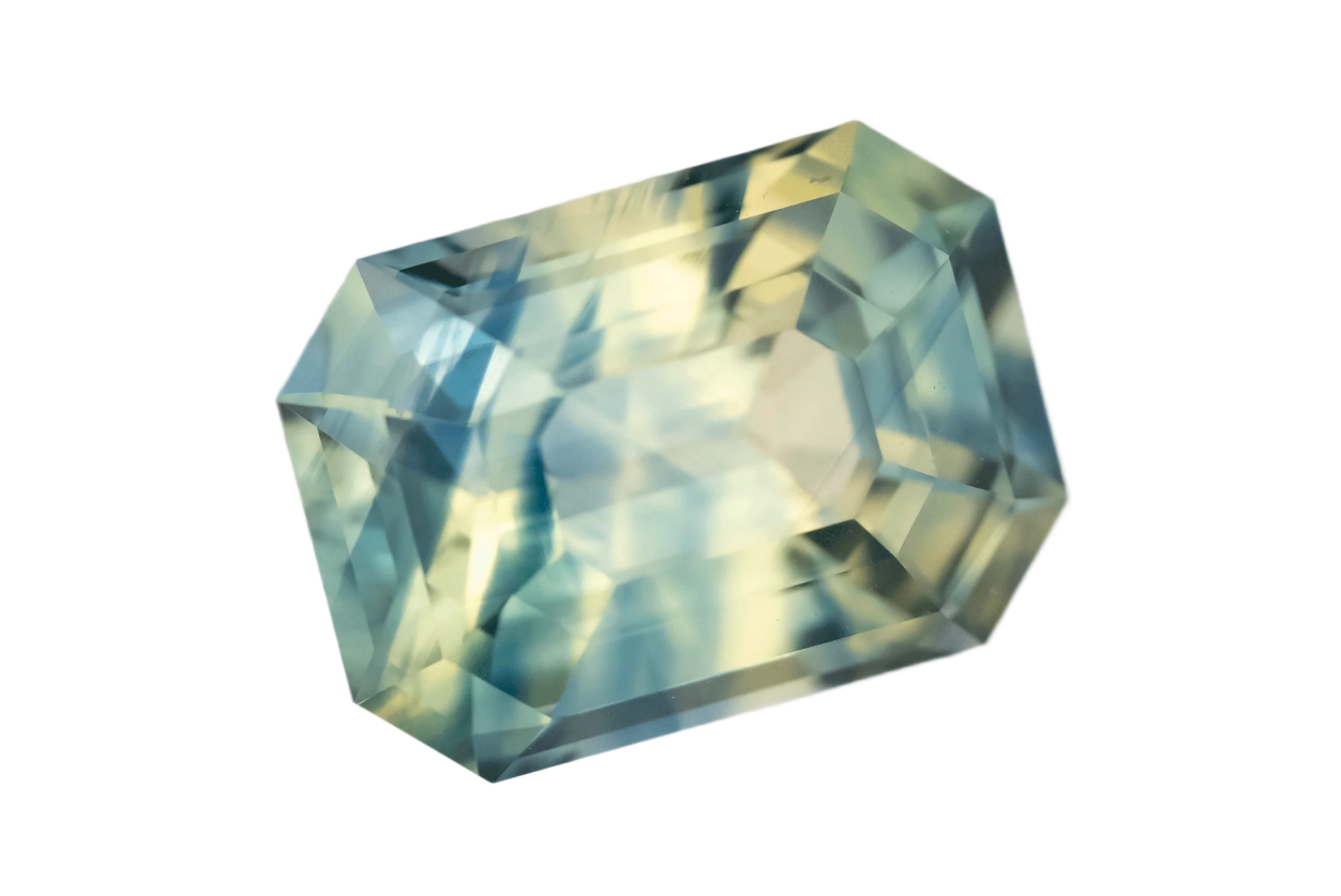 3.5 CT Emerald Cut Bicolor Sapphire - Lavender Creek Gems