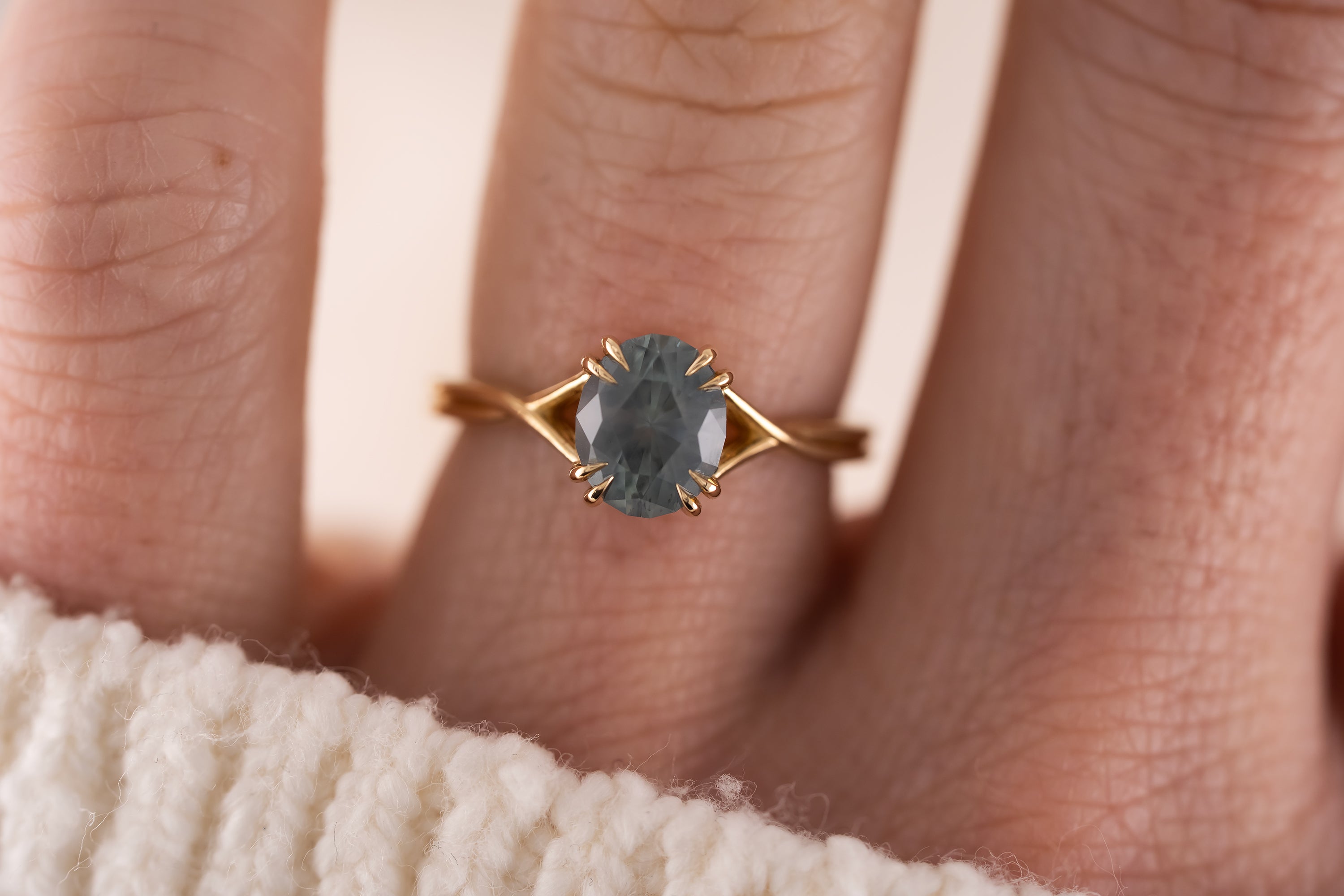 The Fates Ring | 1.97 CT Oval Opalescent Light Blue Montana Sapphire - Lavender Creek Gems