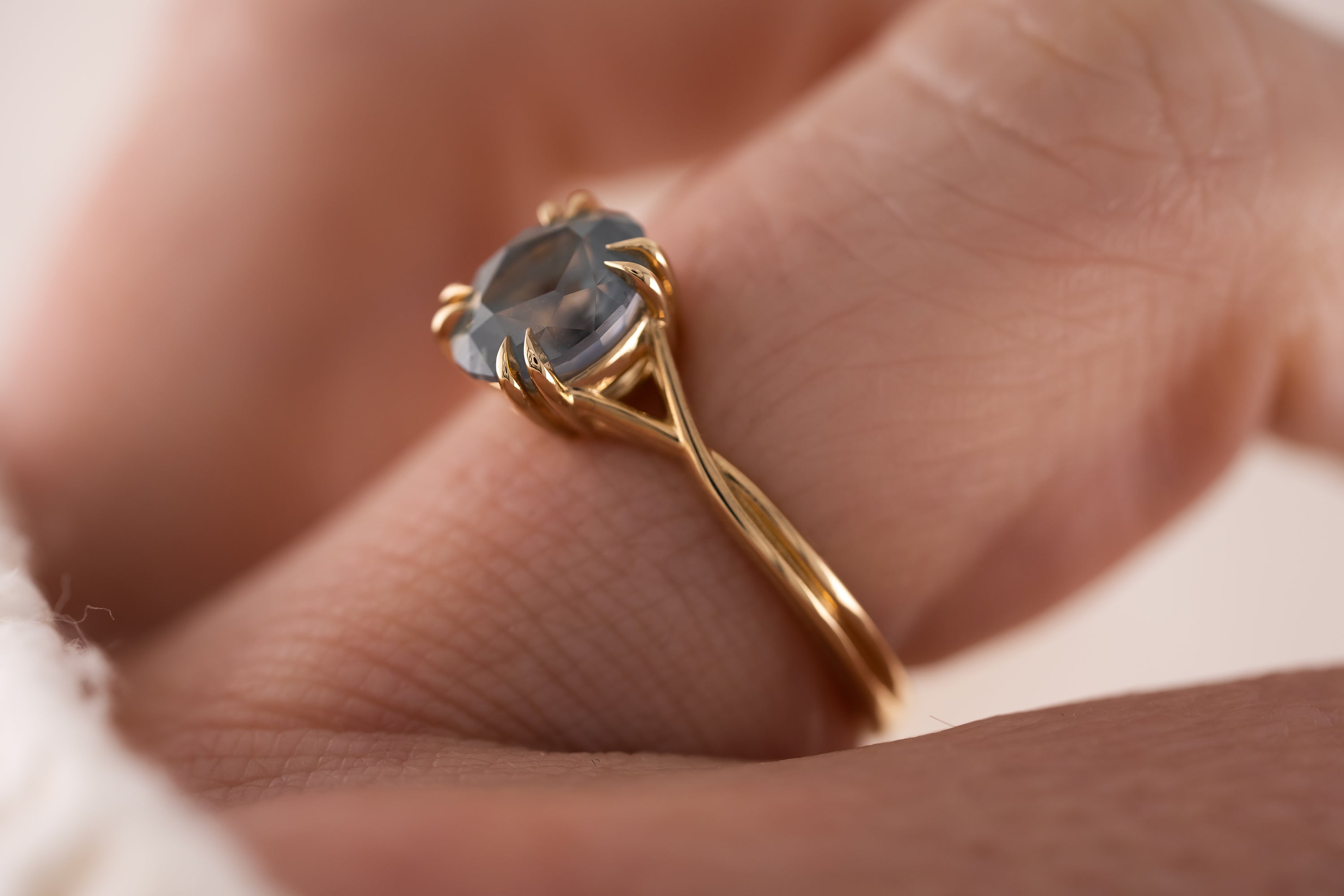 The Fates Ring | 1.97 CT Oval Opalescent Light Blue Montana Sapphire - Lavender Creek Gems