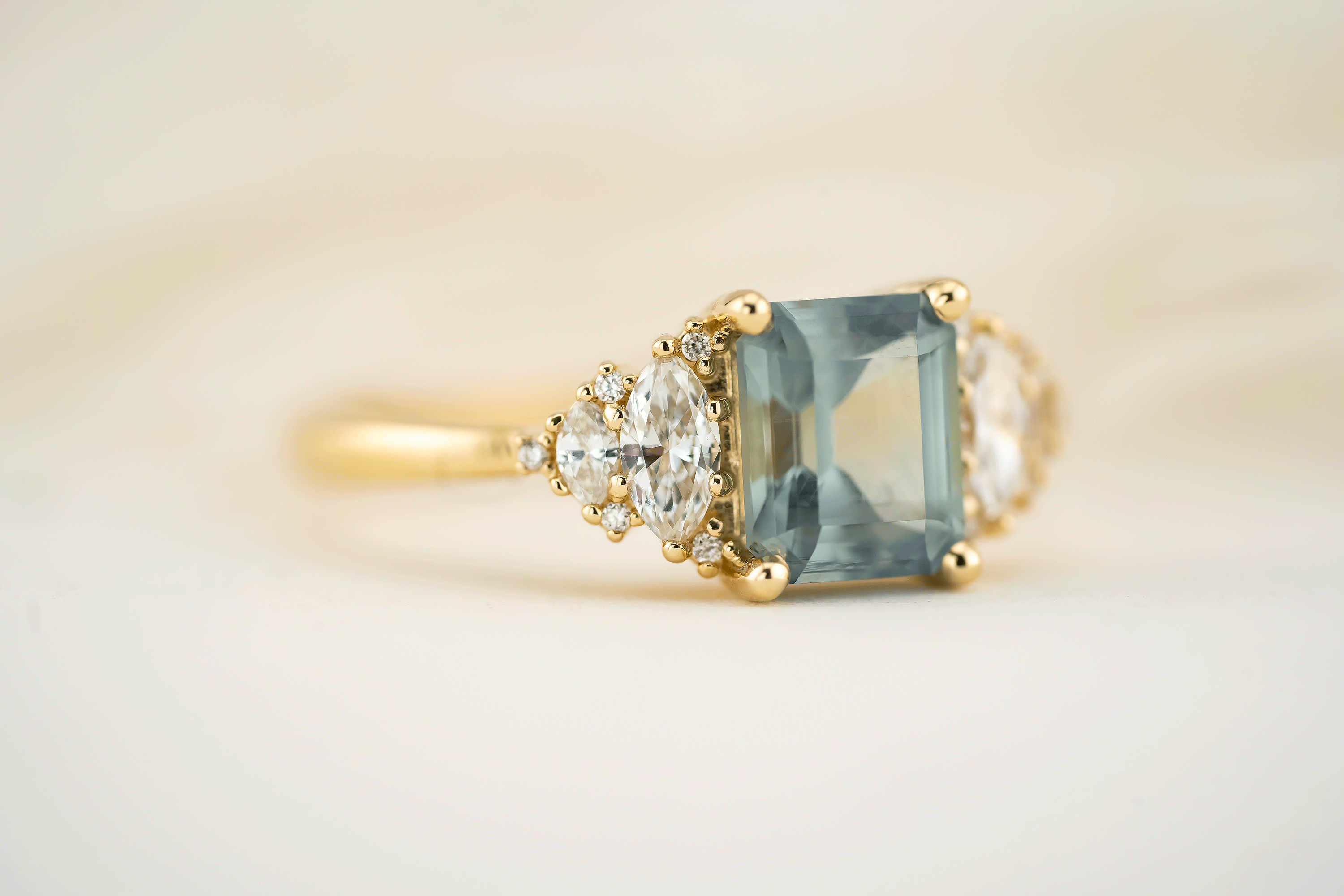 The Vivienne Ring | 2 CT Emerald Cut Light Blue Montana Sapphire - Lavender Creek Gems