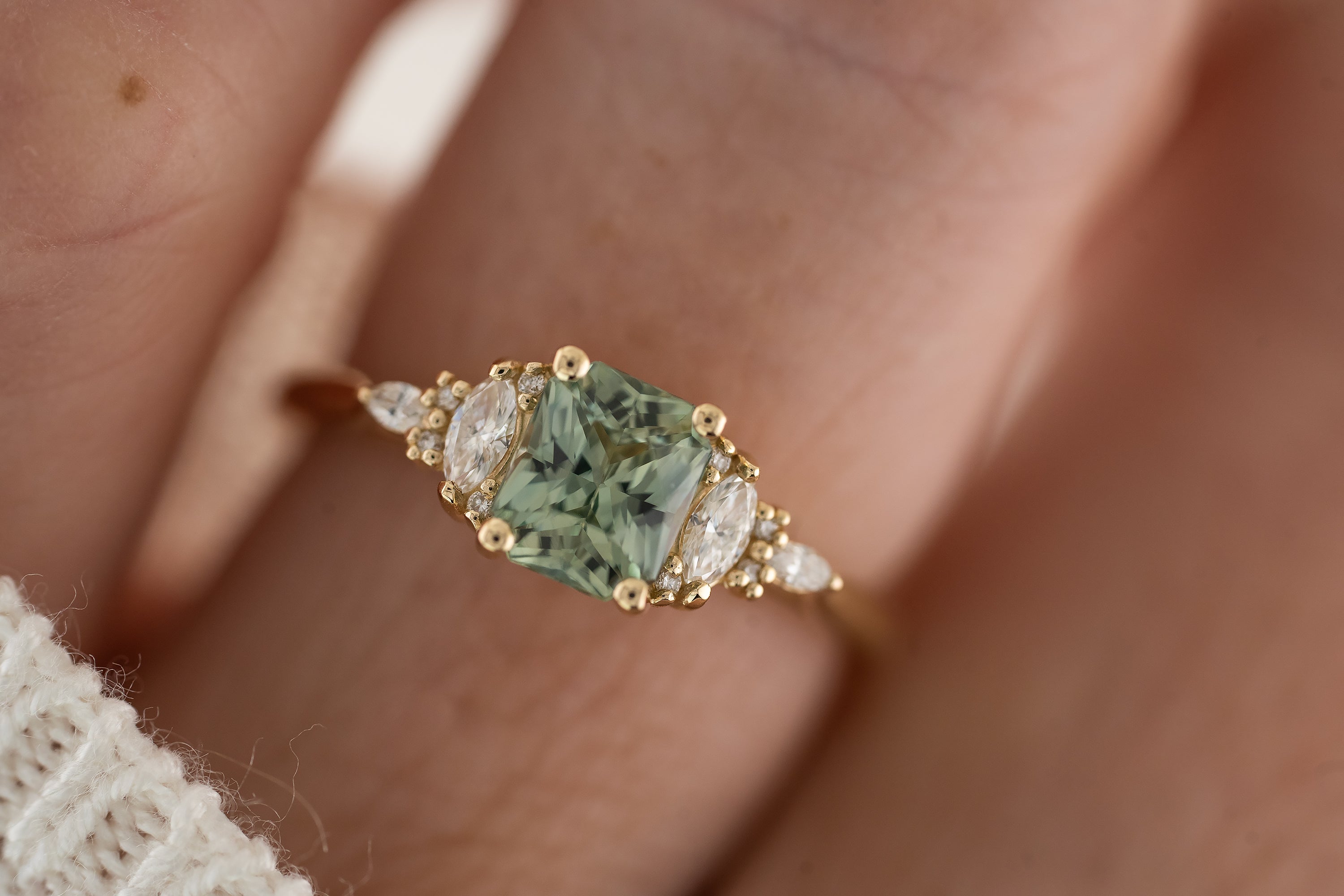 The Maeve Ring | 1.1 CT Radiant Teal Sapphire - Lavender Creek Gems