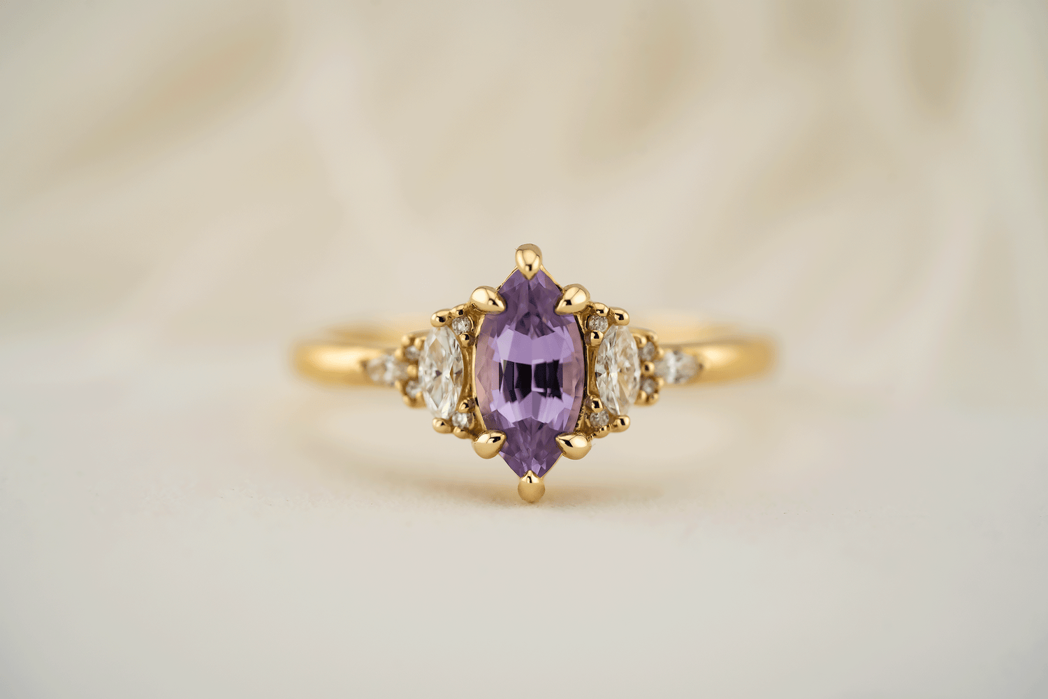 The Low Maeve Ring | 0.94 CT Purple Marquise Sapphire - Lavender Creek Gems