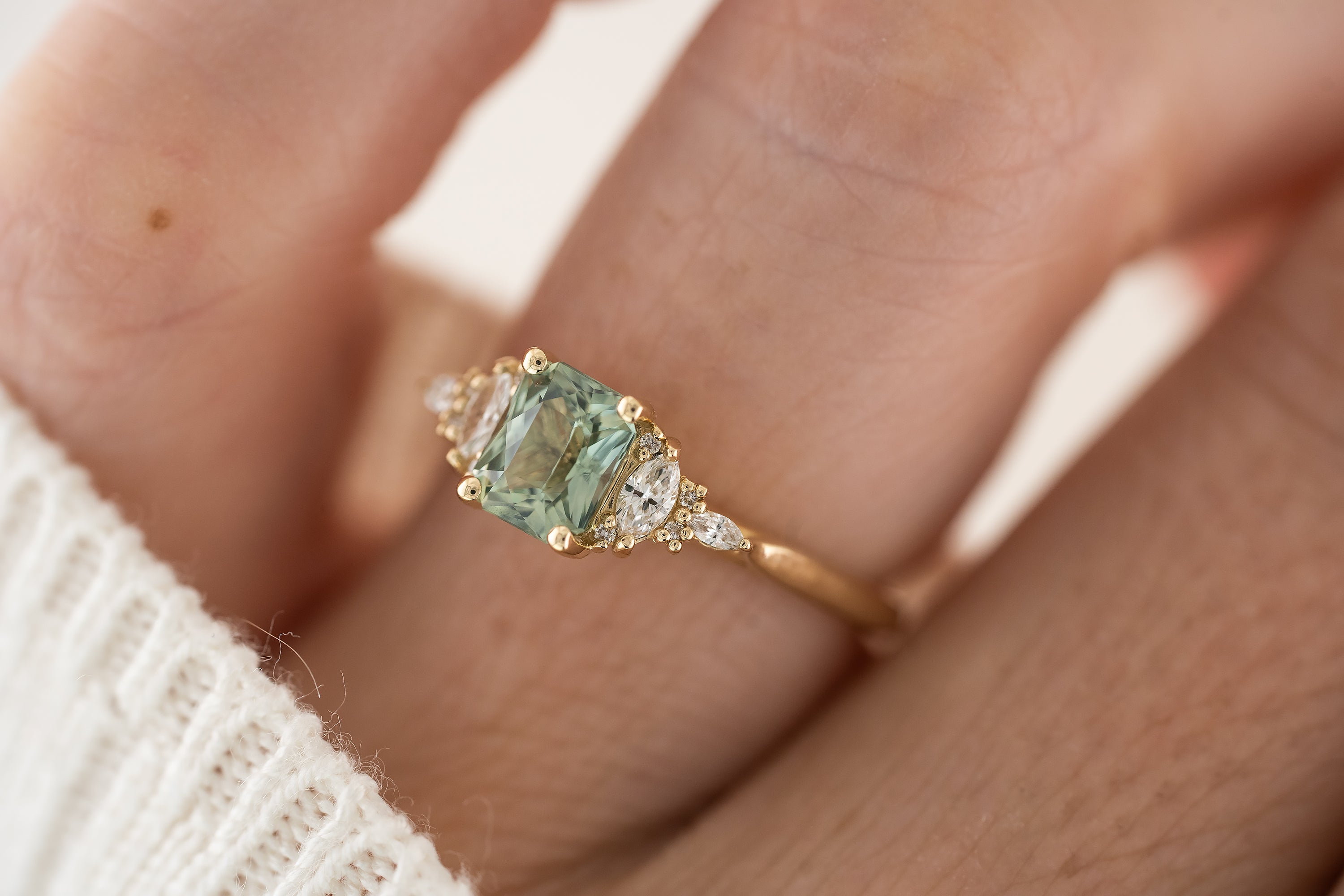The Maeve Ring | 1.1 CT Radiant Teal Sapphire - Lavender Creek Gems