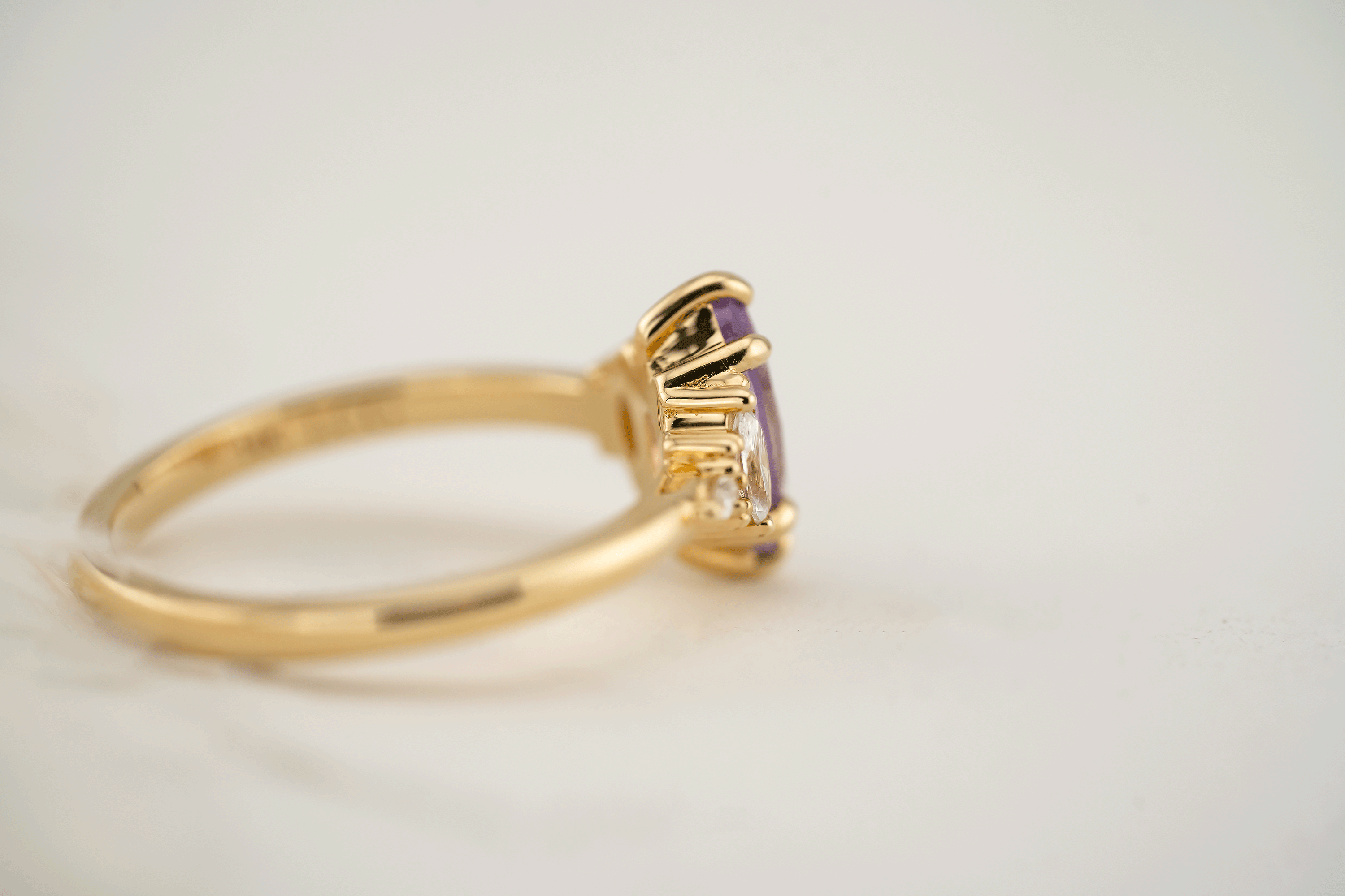 The Low Maeve Ring | 0.94 CT Purple Marquise Sapphire - Lavender Creek Gems