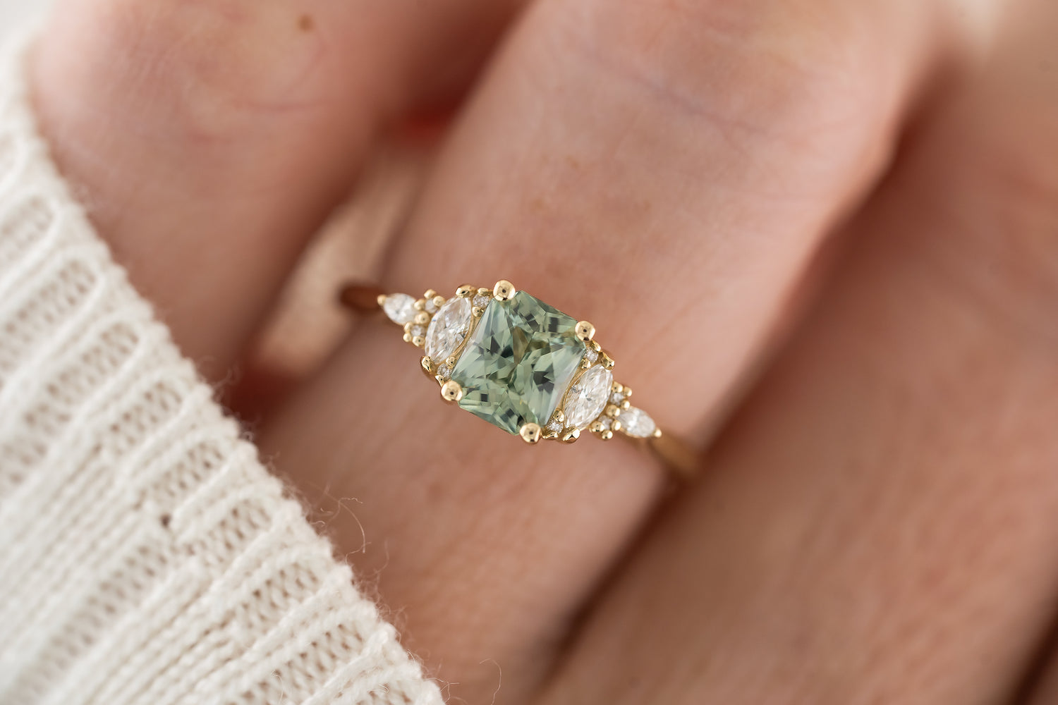 The Maeve Ring | 1.1 CT Radiant Teal Sapphire - Lavender Creek Gems